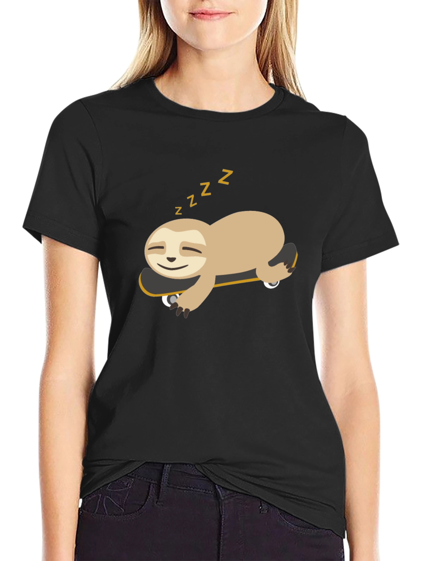 Sloth on Skateboard Graphic Tee - Relaxed Fit
