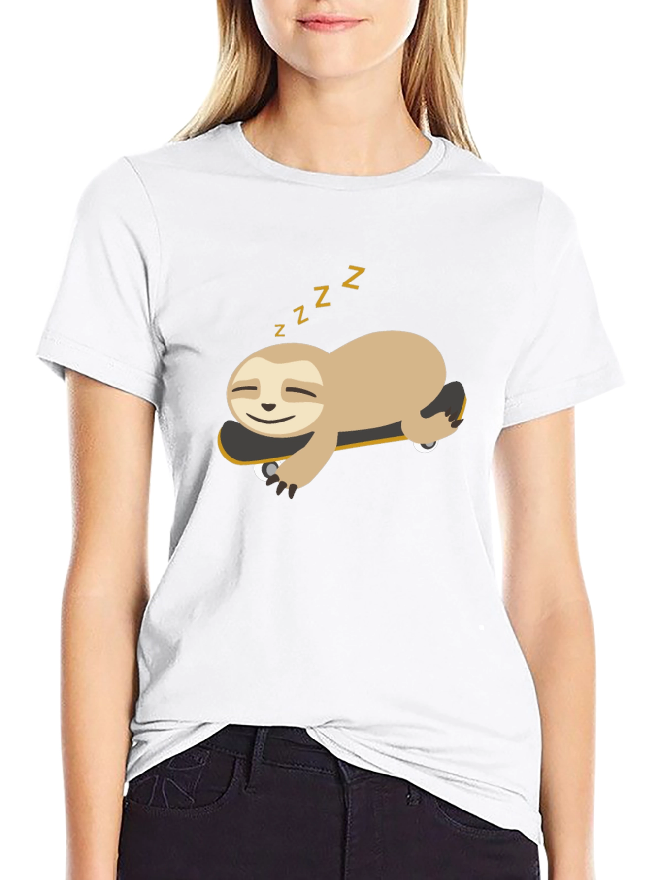 Sloth on Skateboard Graphic Tee - Relaxed Fit