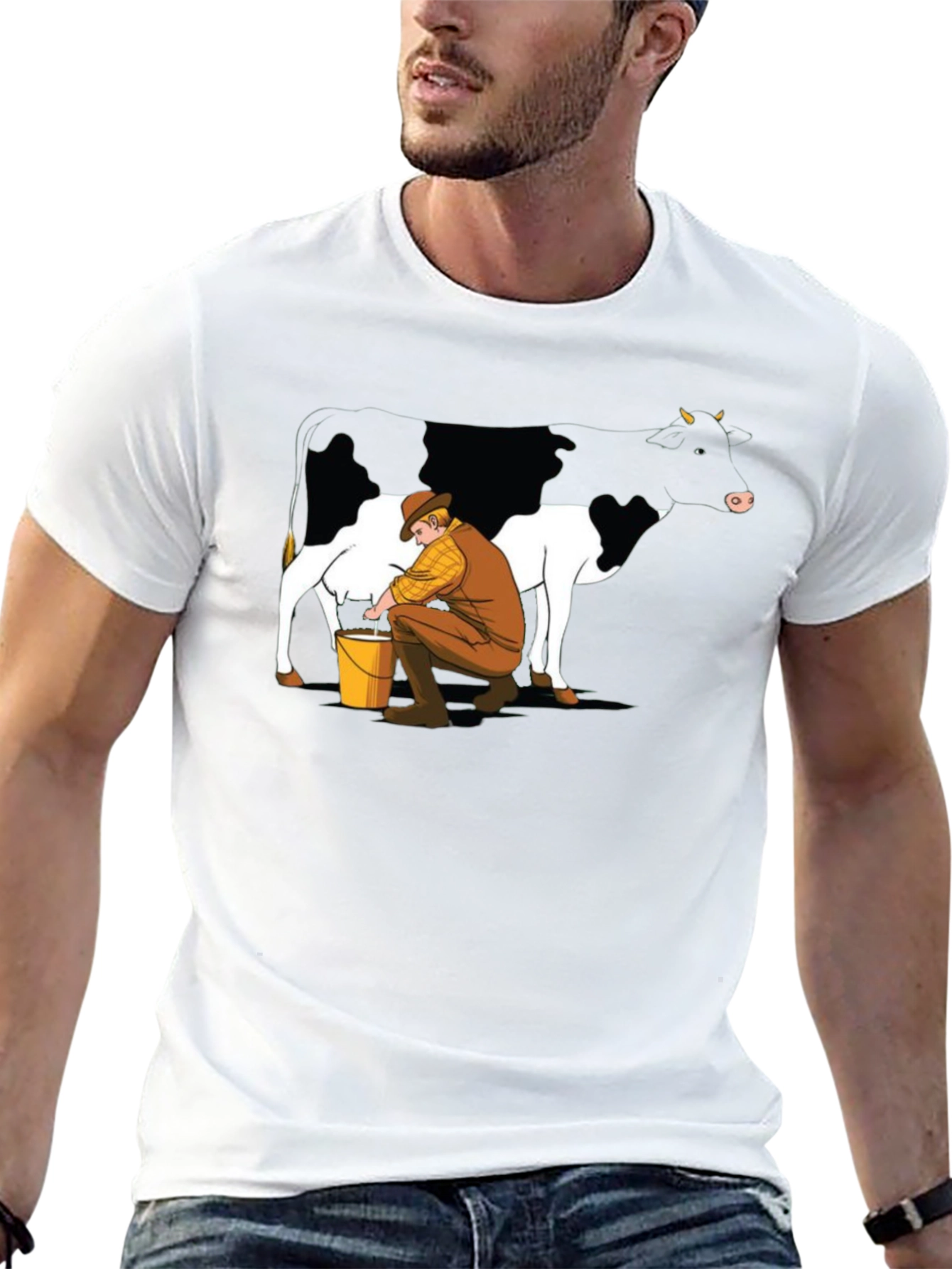 Cow Milking Graphic Tee - Black