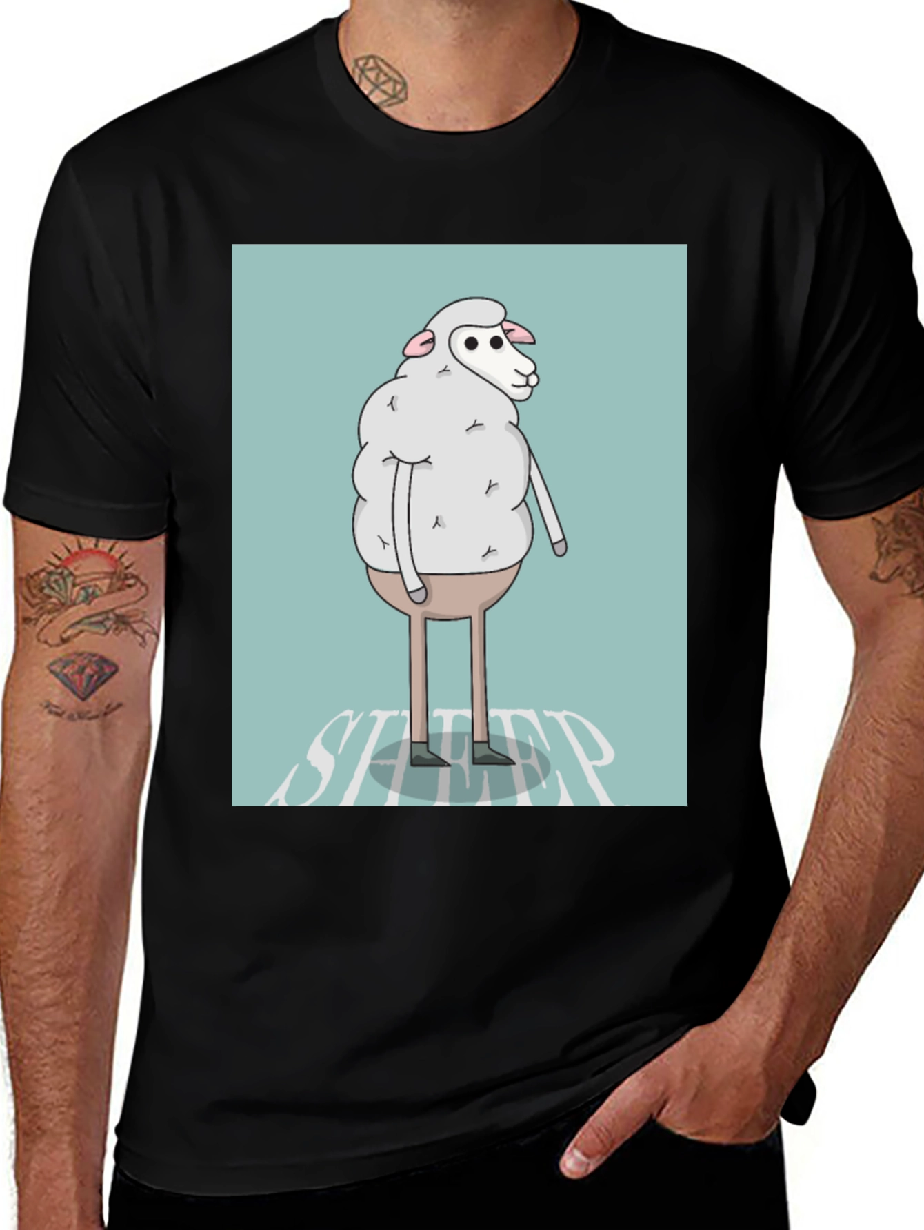 Cartoon Sheep Graphic Tee - Unique Design