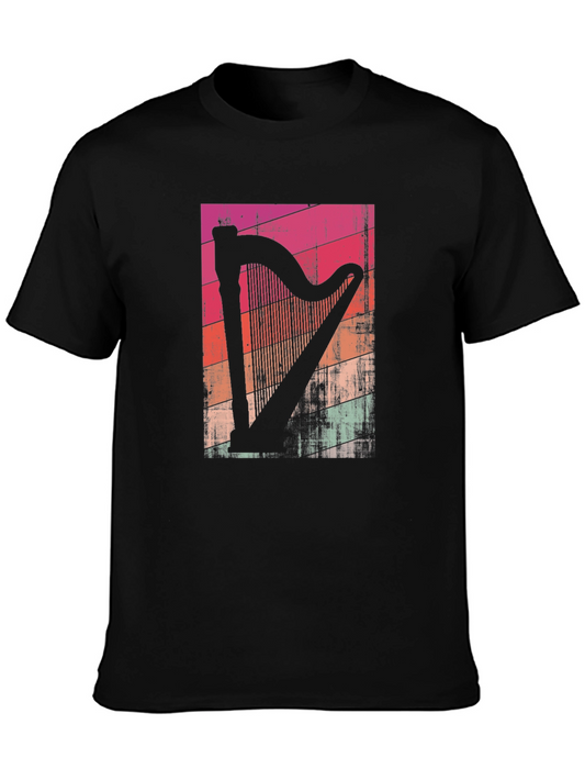 Vintage Harp Graphic T-Shirt - Black