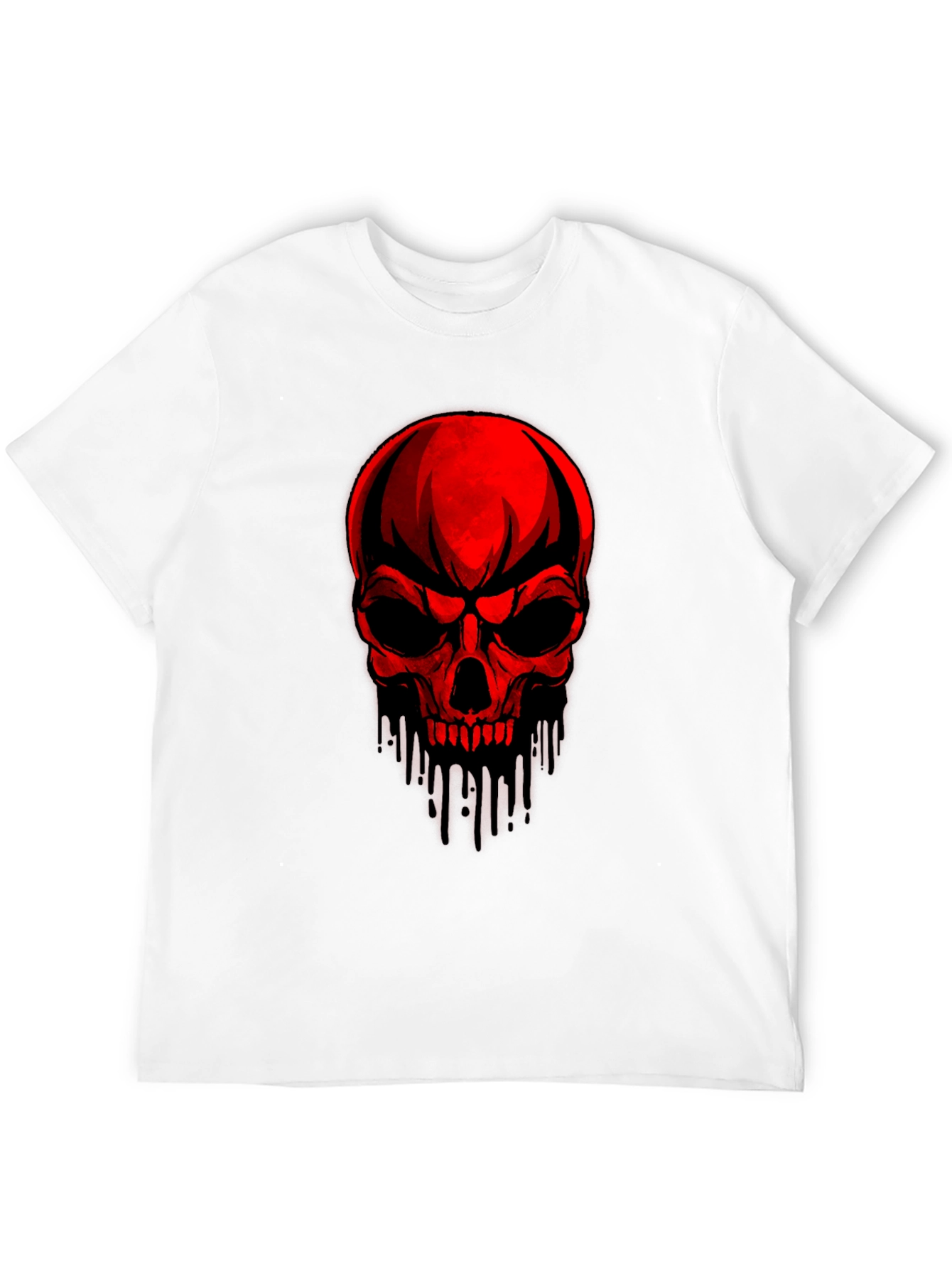 Red Skull Graphic Print Black T-Shirt