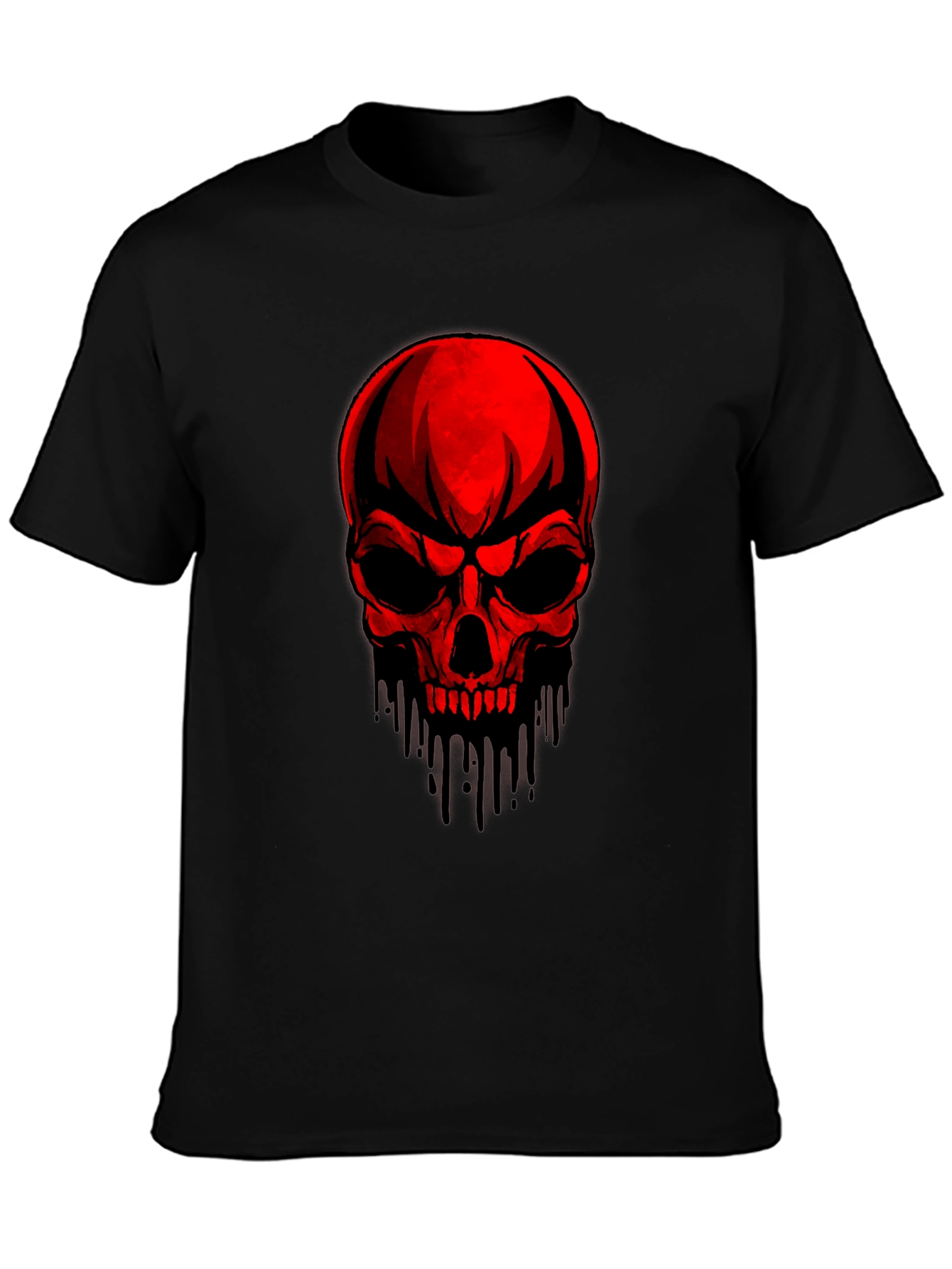 Red Skull Graphic Print Black T-Shirt