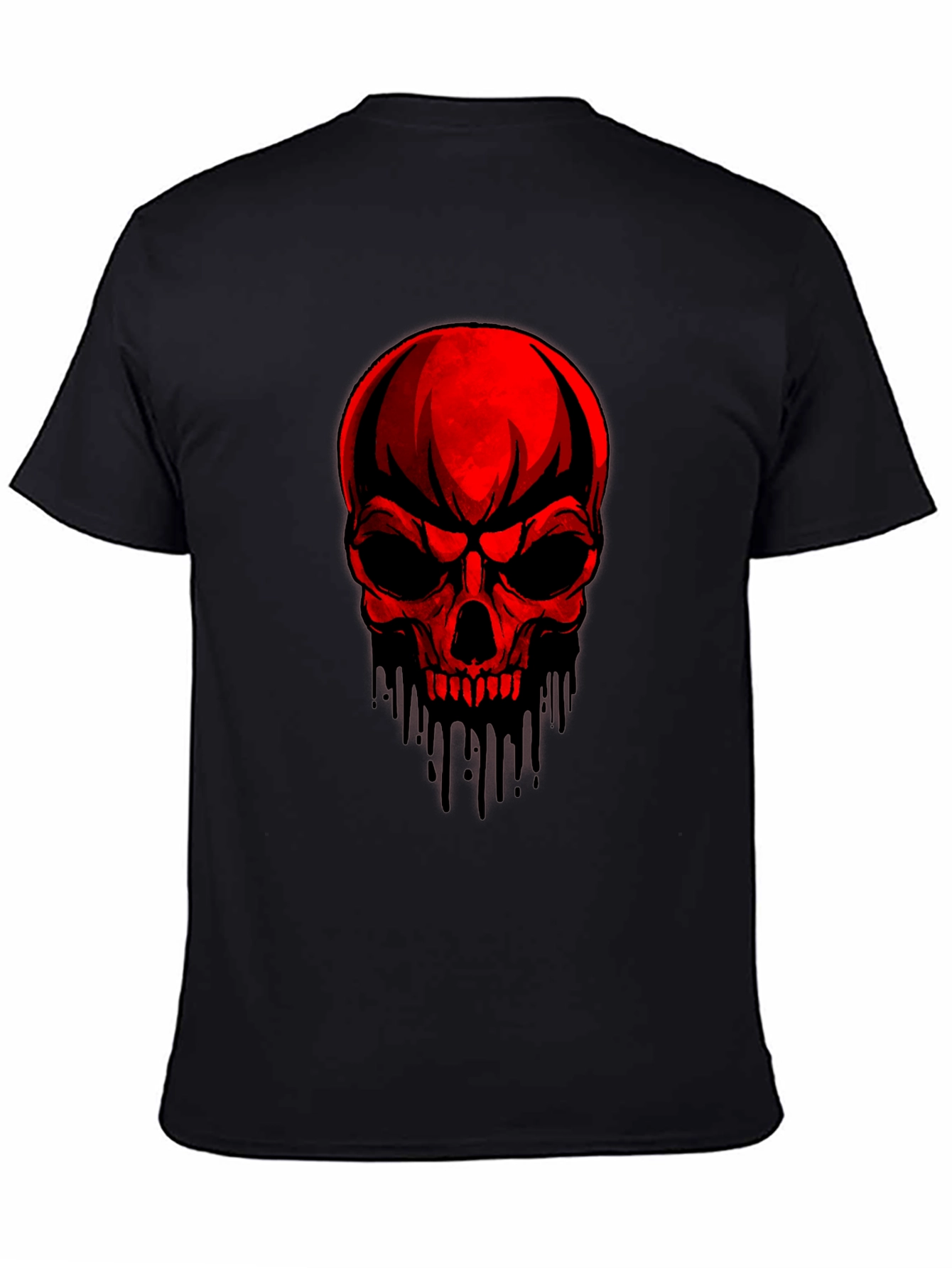 Red Skull Graphic Print Black T-Shirt