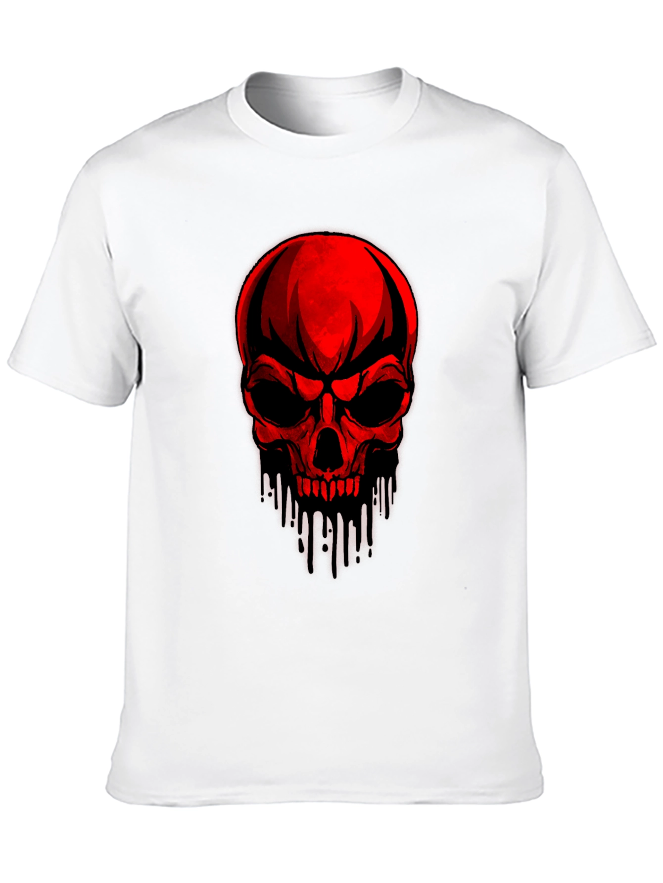 Red Skull Graphic Print Black T-Shirt