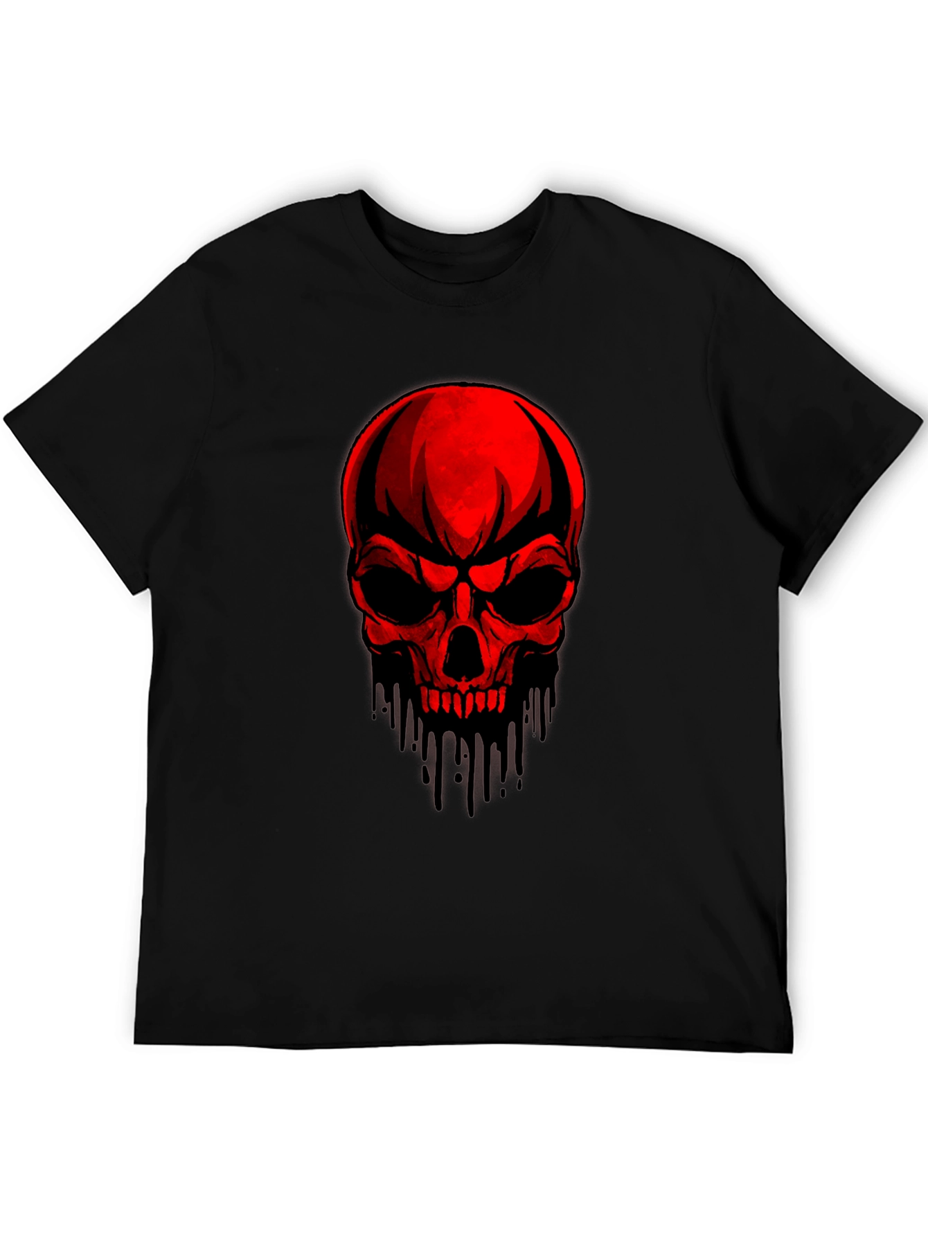Red Skull Graphic Print Black T-Shirt