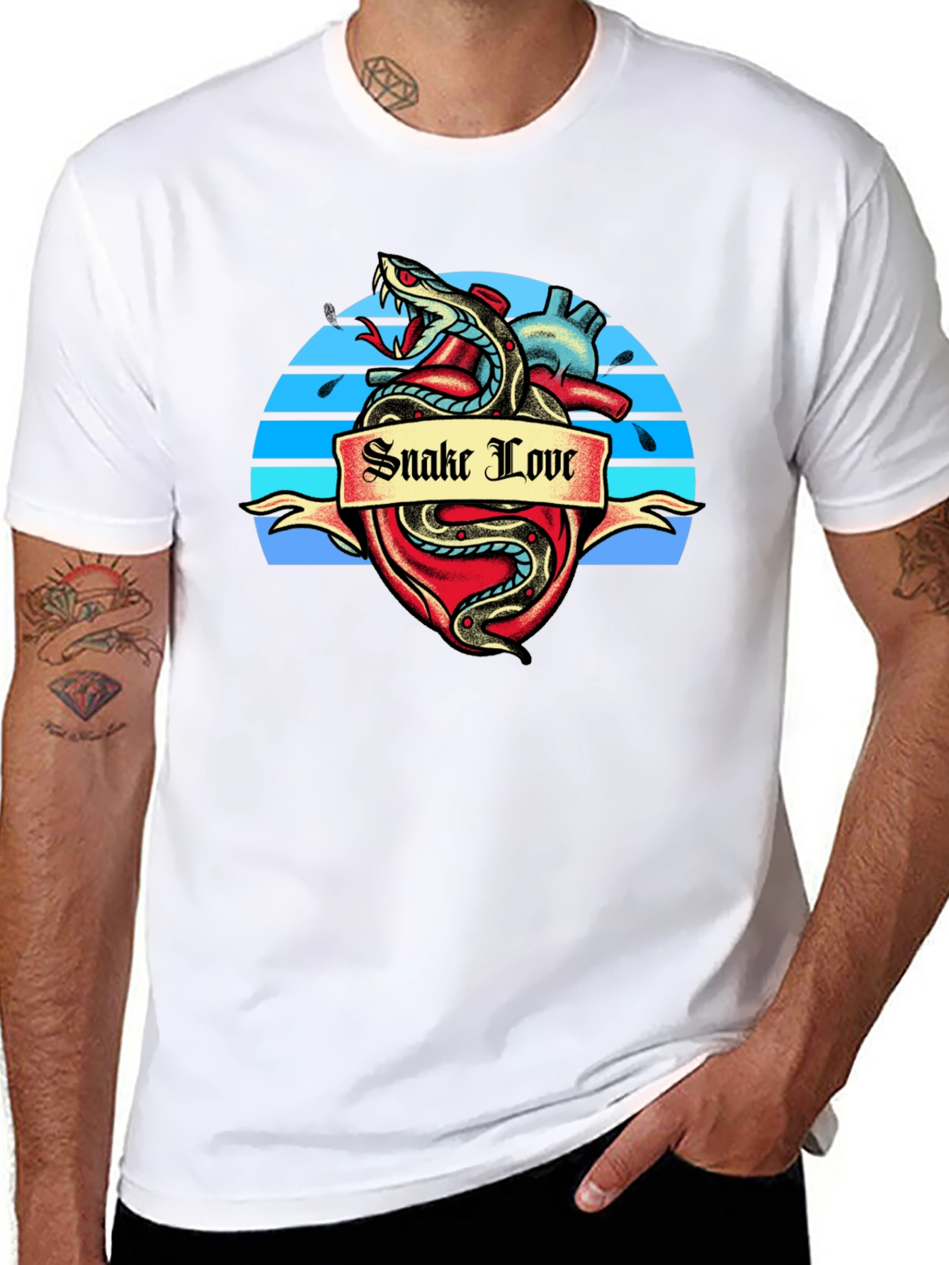 Snake Love Heart Graphic Tee - Black T-Shirt