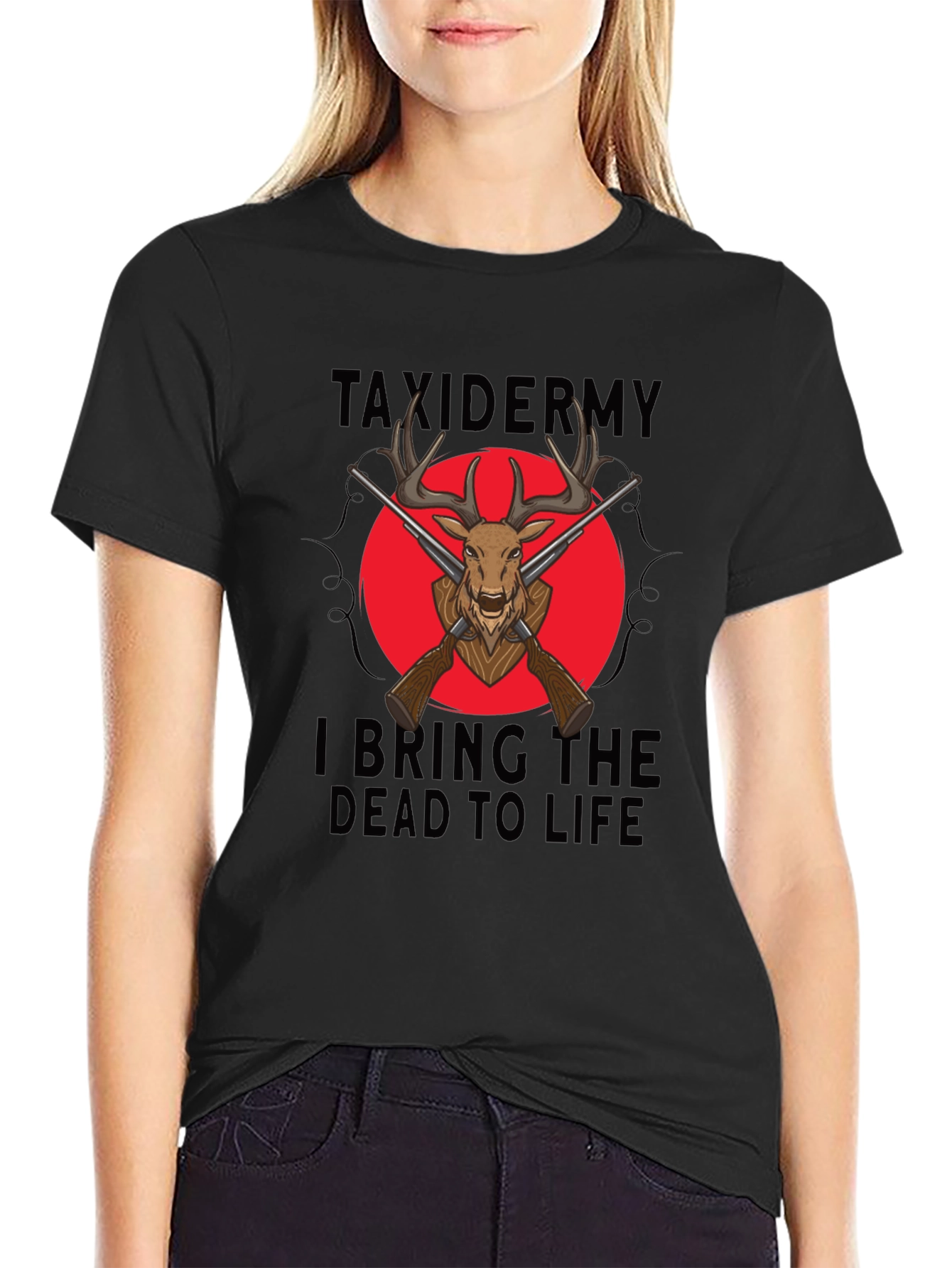 Taxidermy Deer Graphic Black Tee