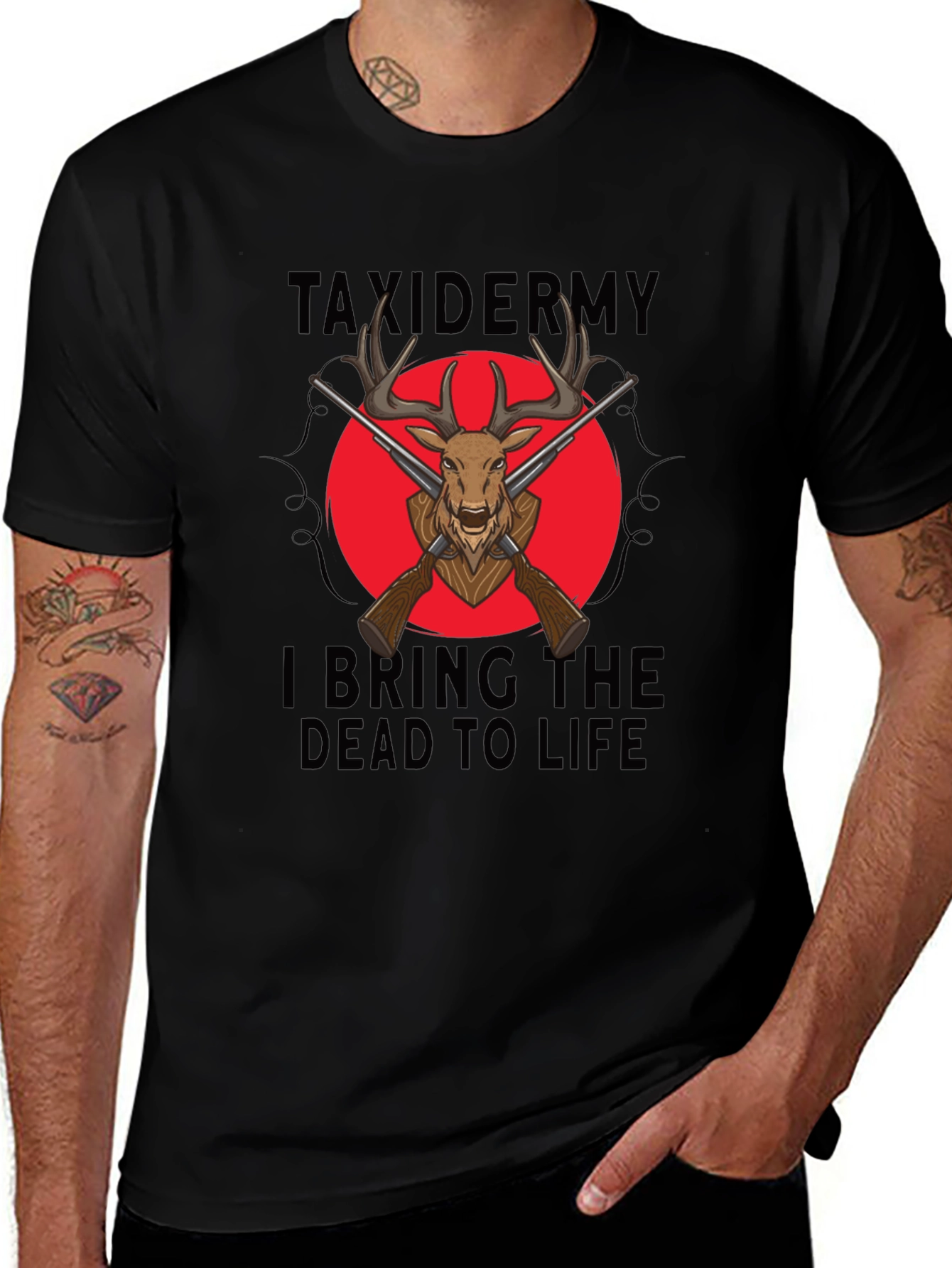 Taxidermy Deer Graphic Black Tee