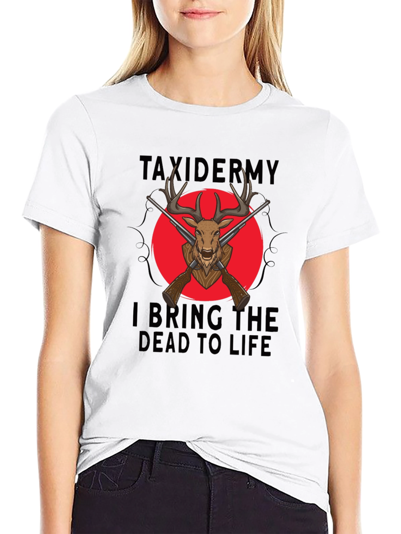 Taxidermy Deer Graphic Black Tee
