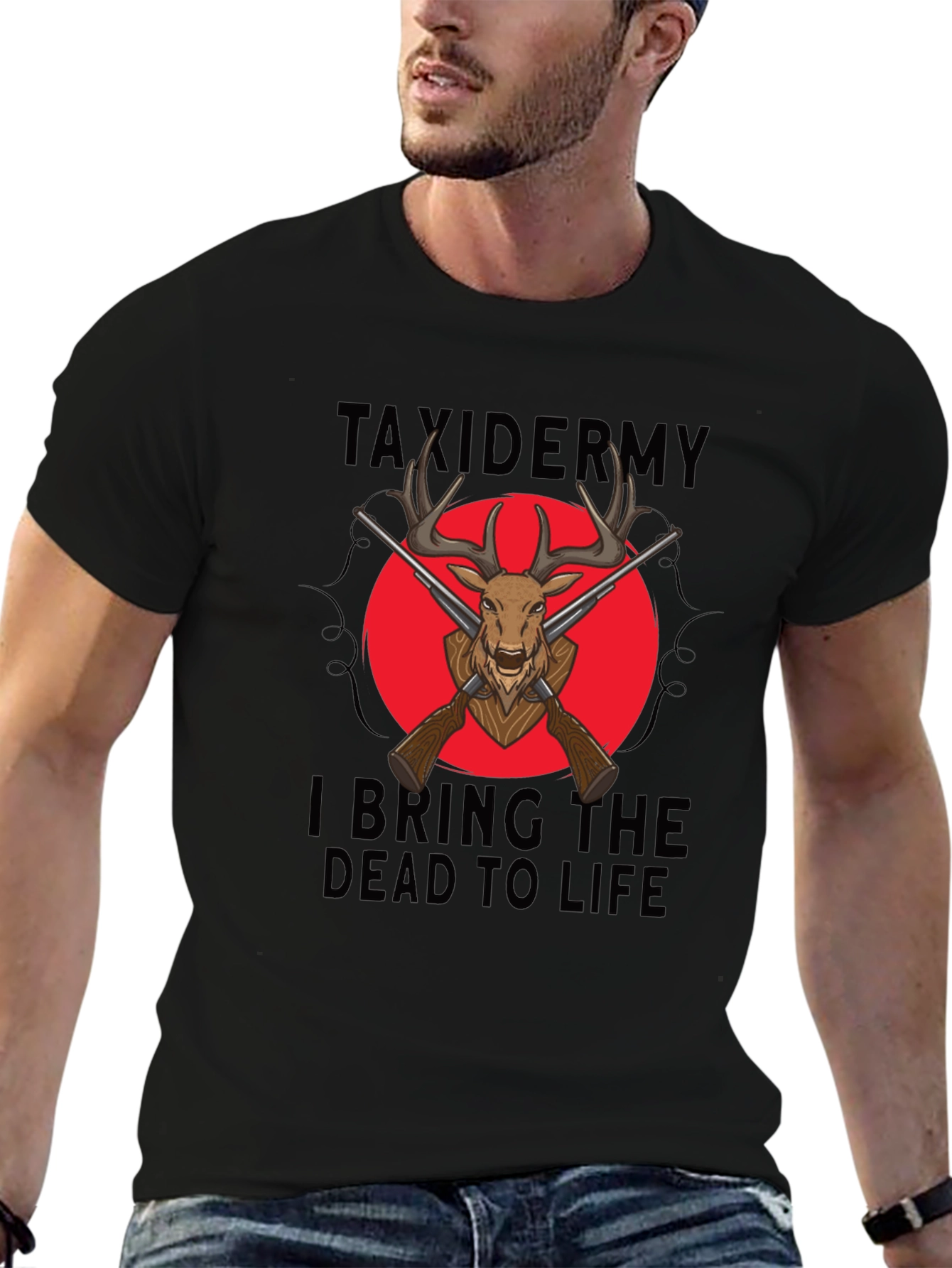 Taxidermy Deer Graphic Black Tee