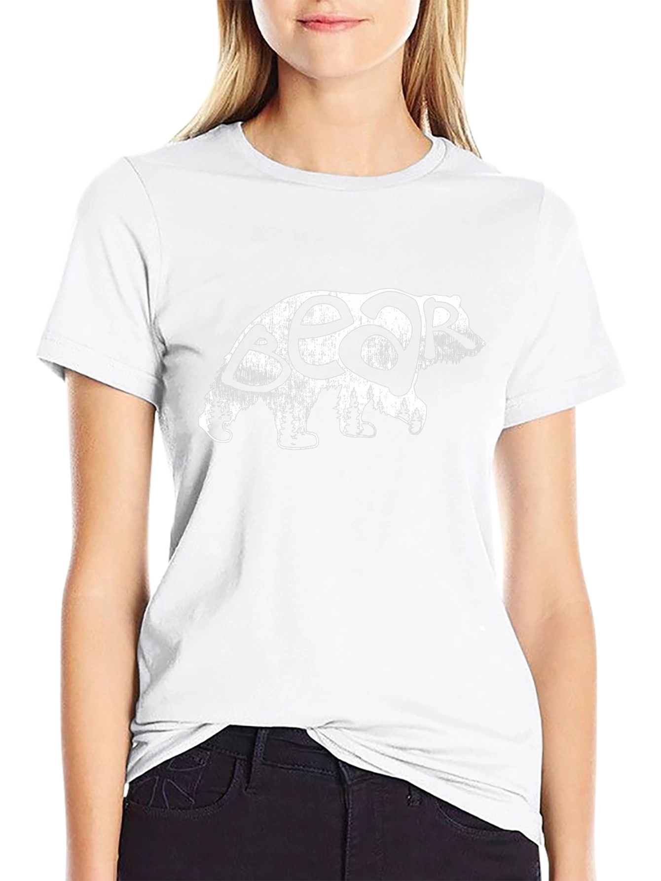 Bear Silhouette Graphic T-Shirt - Black