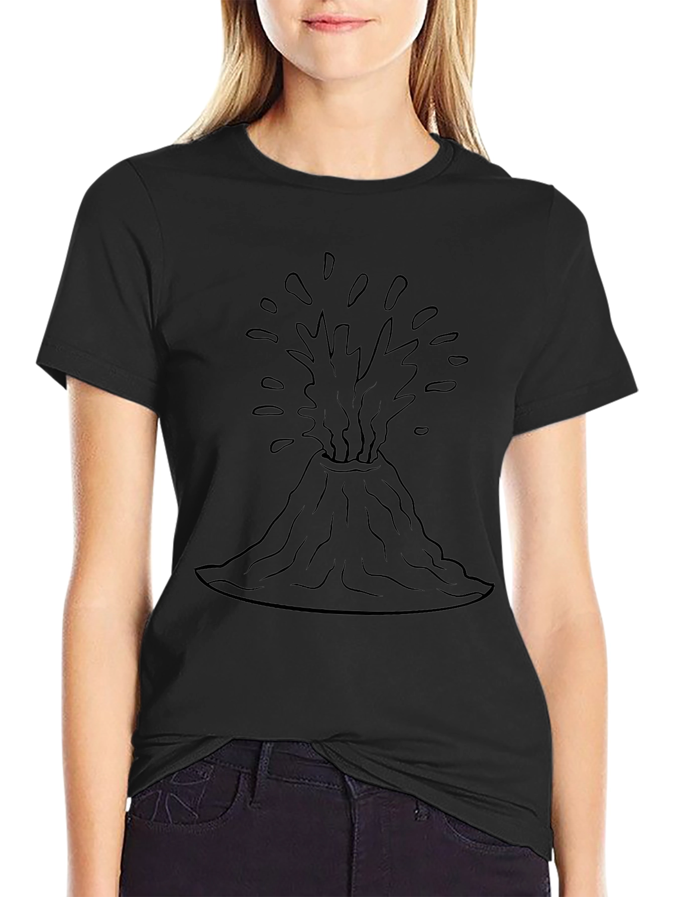 Volcano Eruption Graphic Tee - Black Unisex T-Shirt