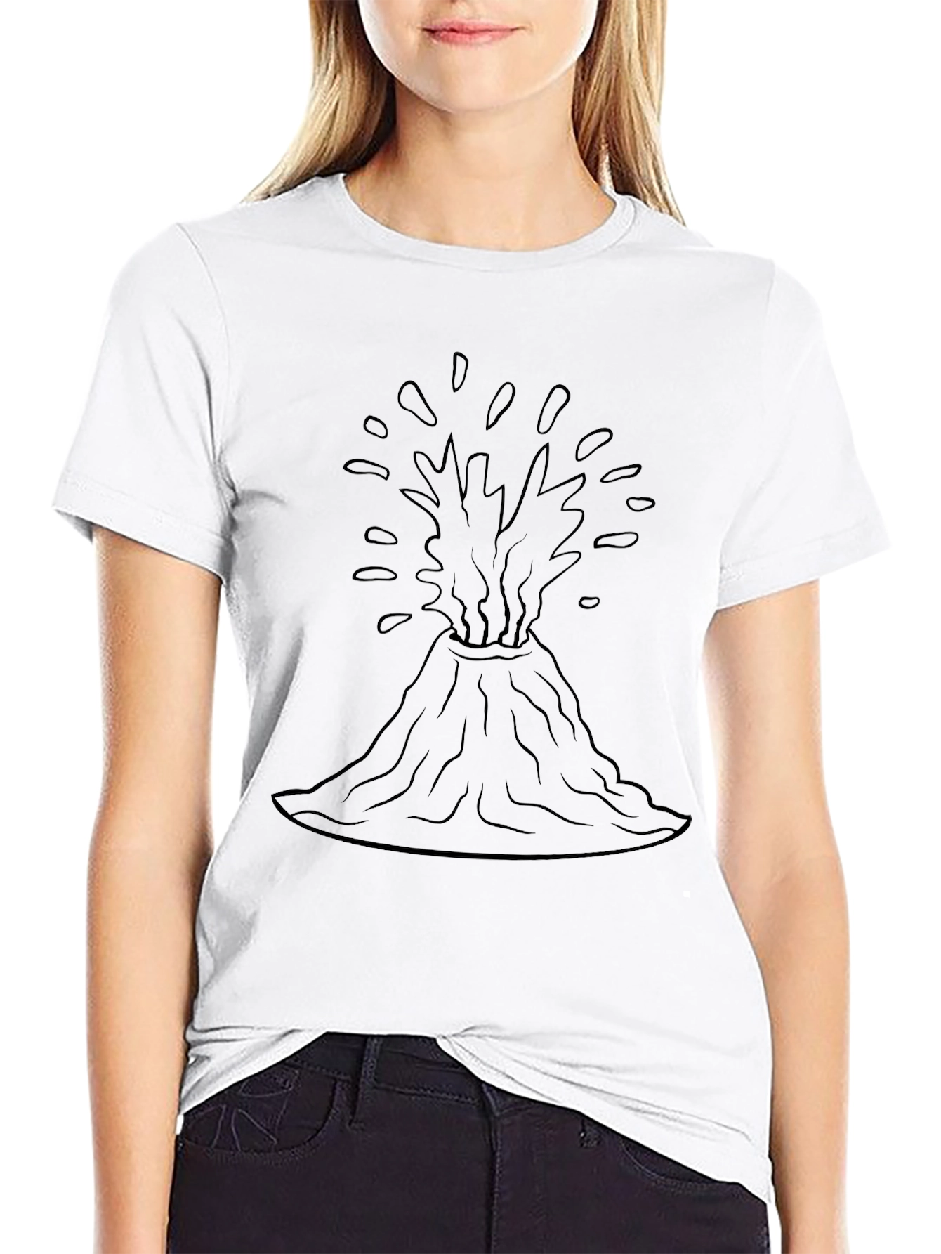 Volcano Eruption Graphic Tee - Black Unisex T-Shirt