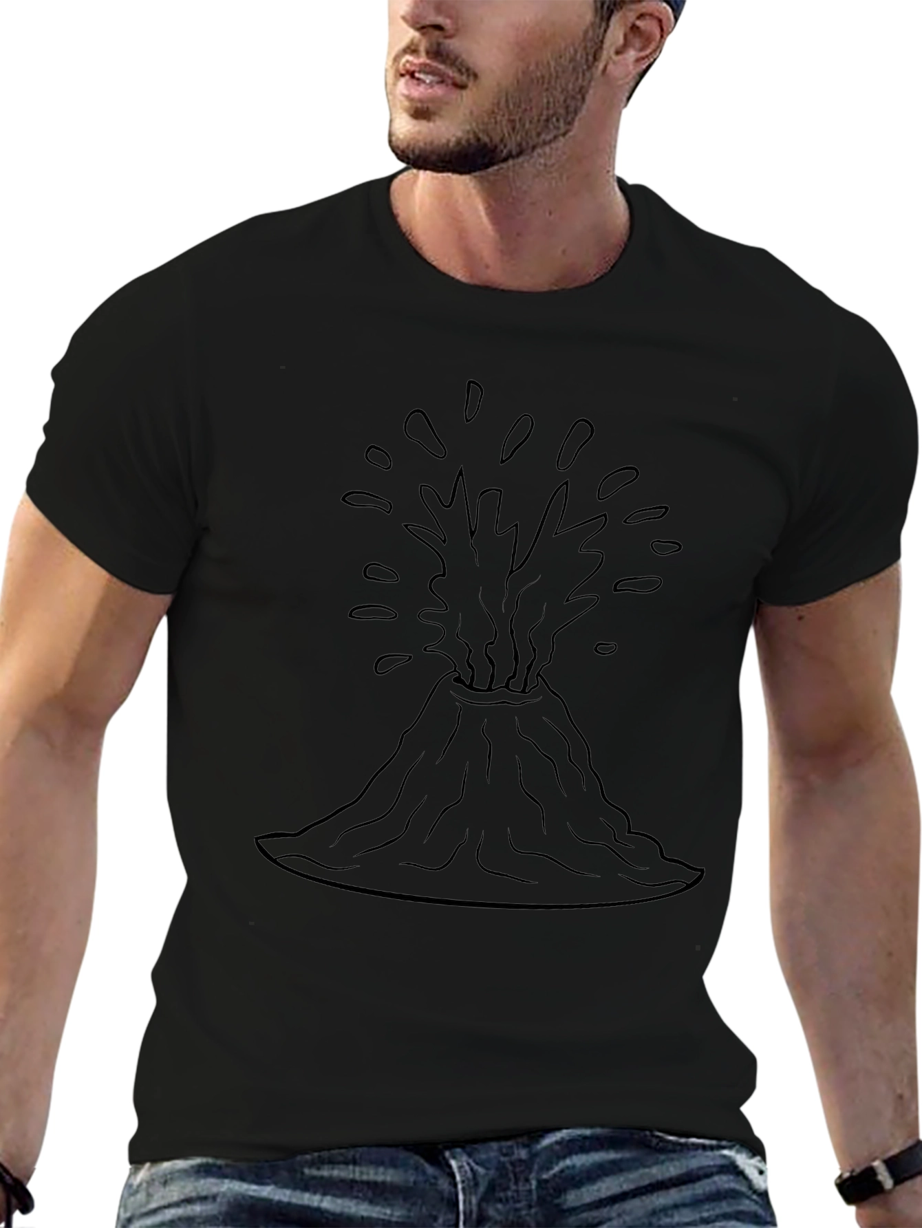 Volcano Eruption Graphic Tee - Black Unisex T-Shirt