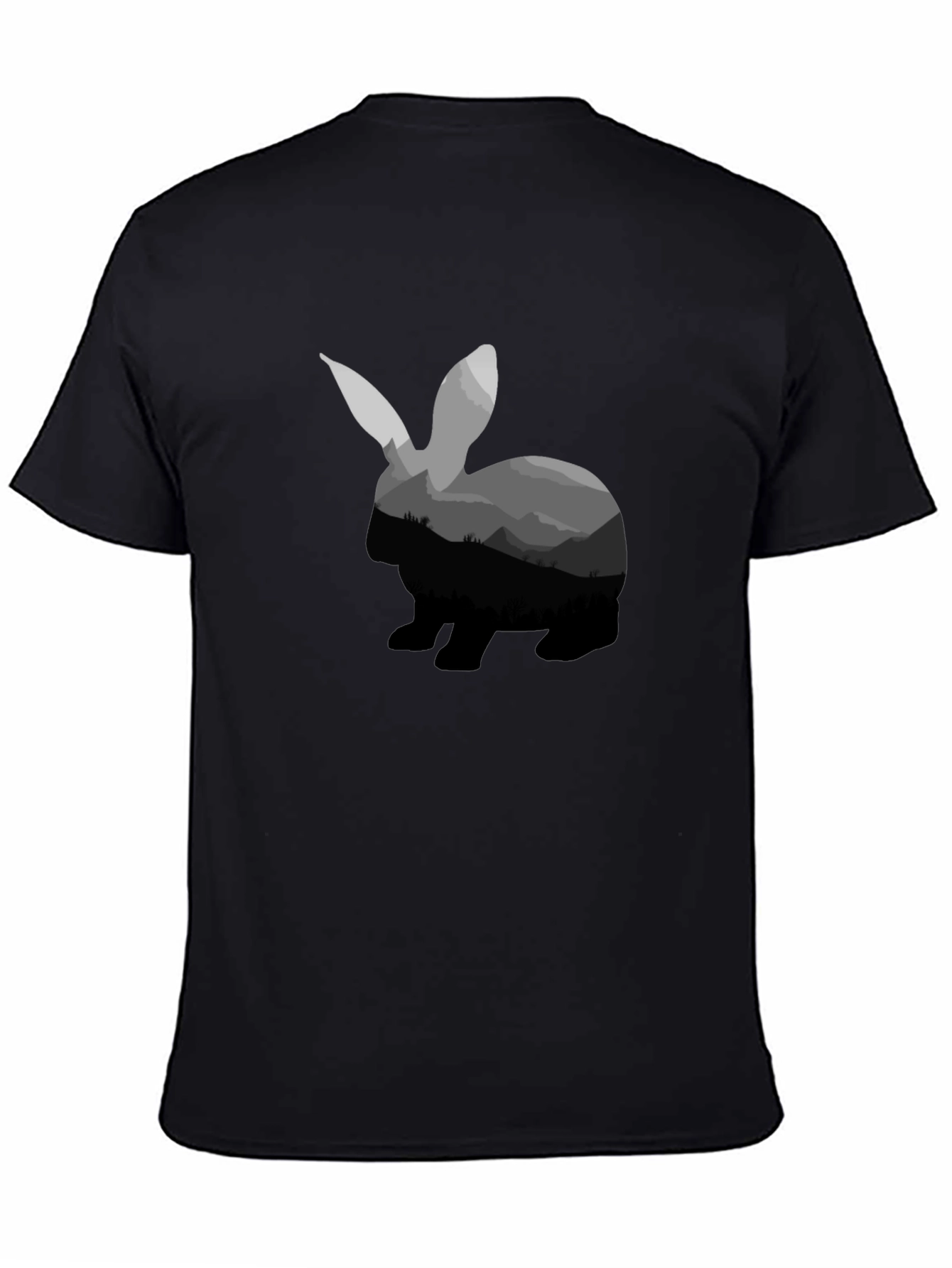 Rabbit Silhouette Graphic Tee - Black