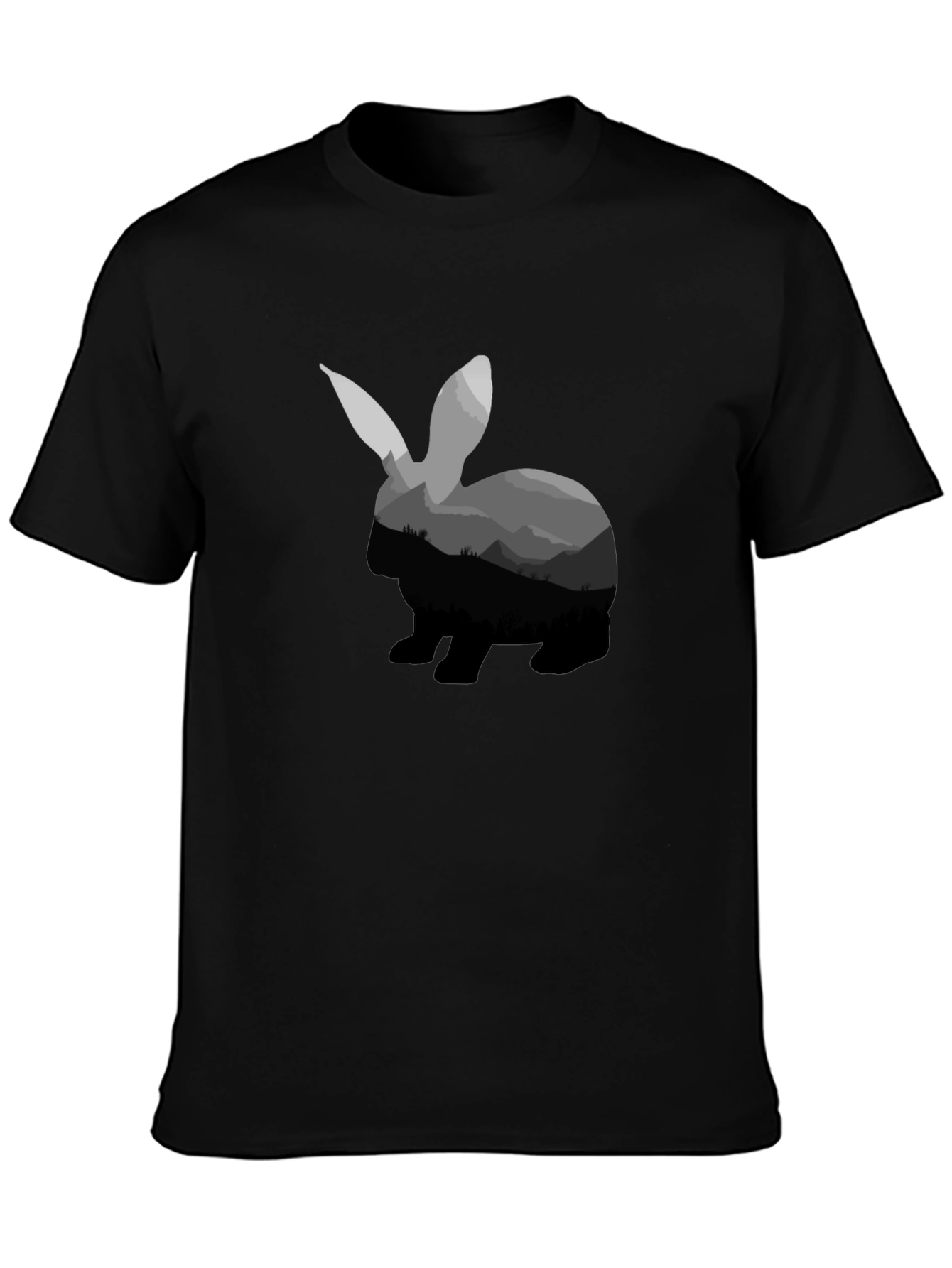 Rabbit Silhouette Graphic Tee - Black