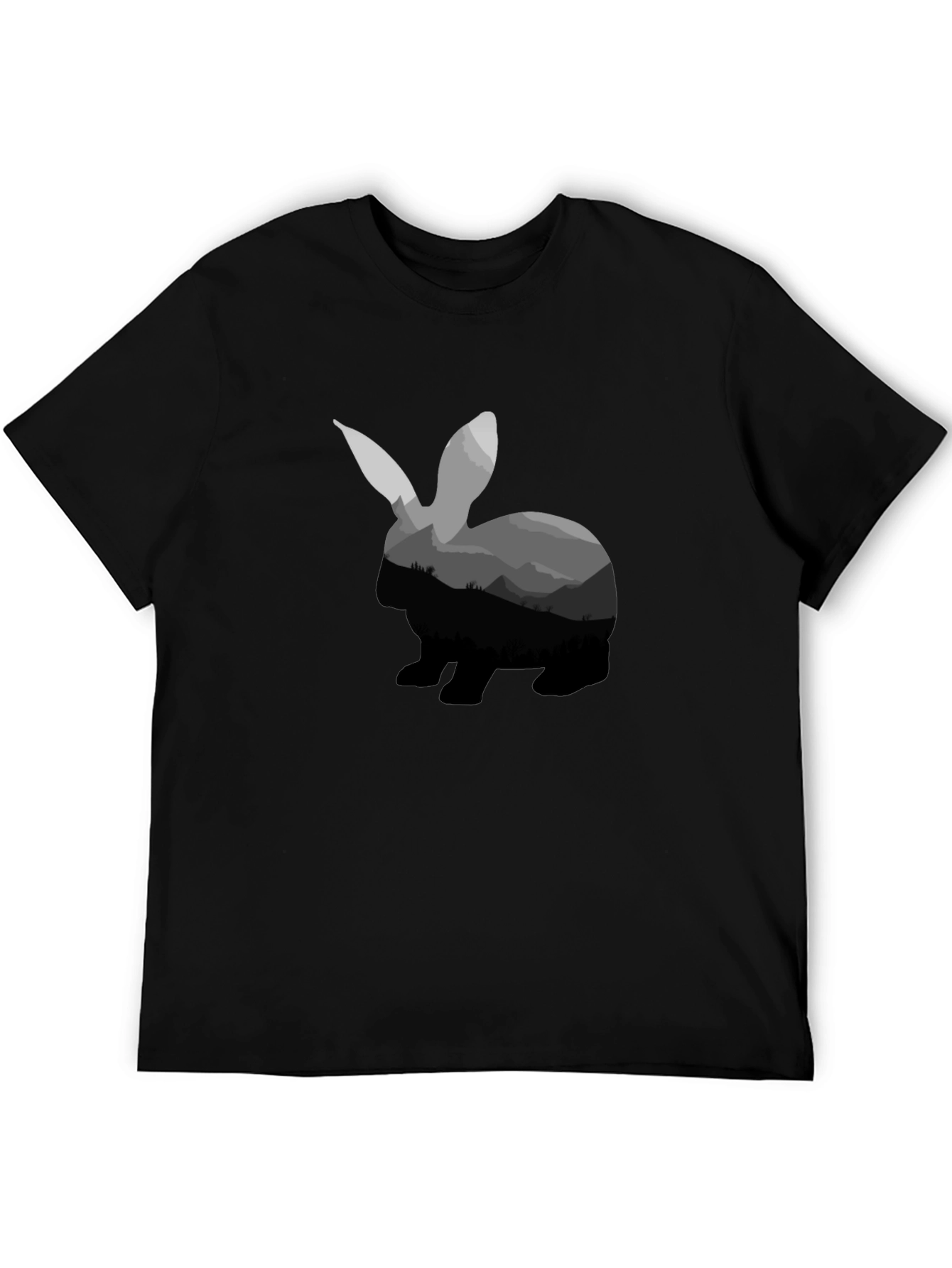 Rabbit Silhouette Graphic Tee - Black