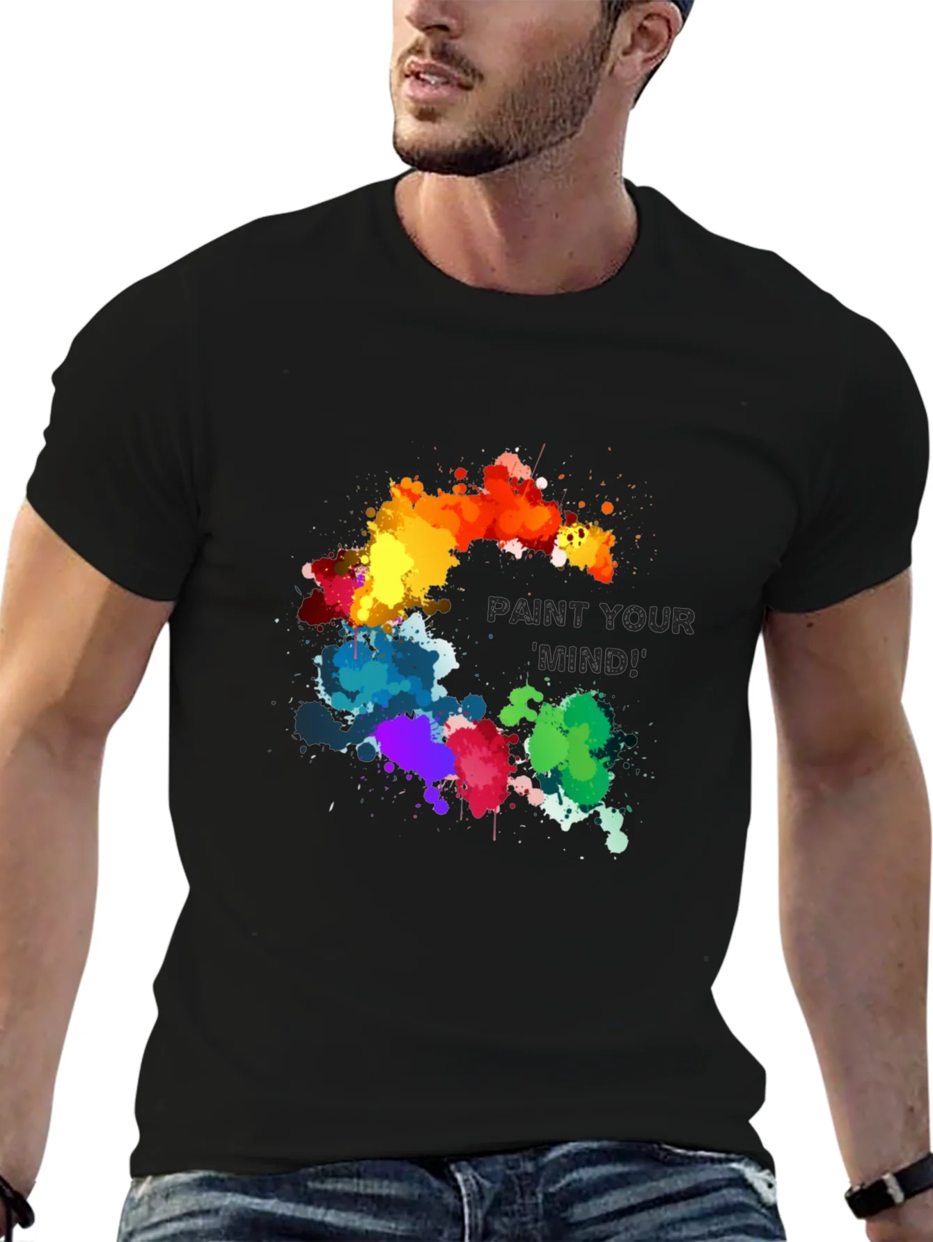 Paint Your Mind Graphic Tee - Artistic Black T-Shirt