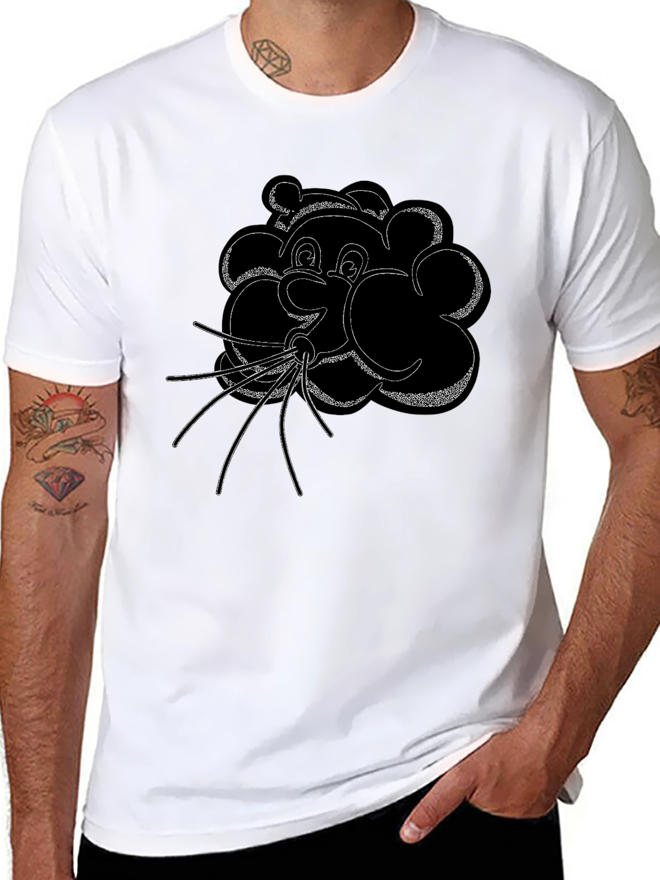 Funny Cartoon Character T-Shirt - Black
