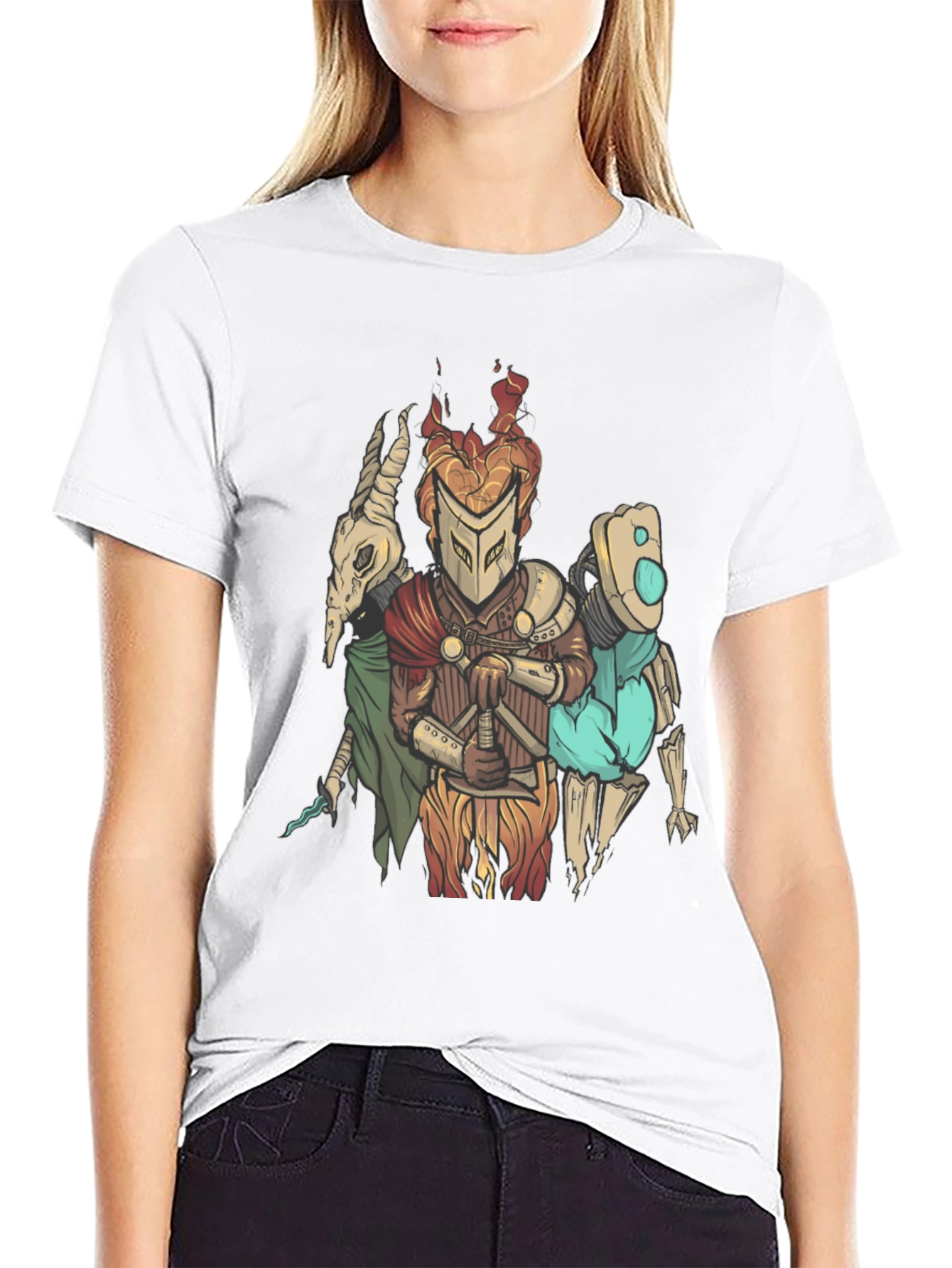 Fantasy Character Graphic Print Black T-Shirt