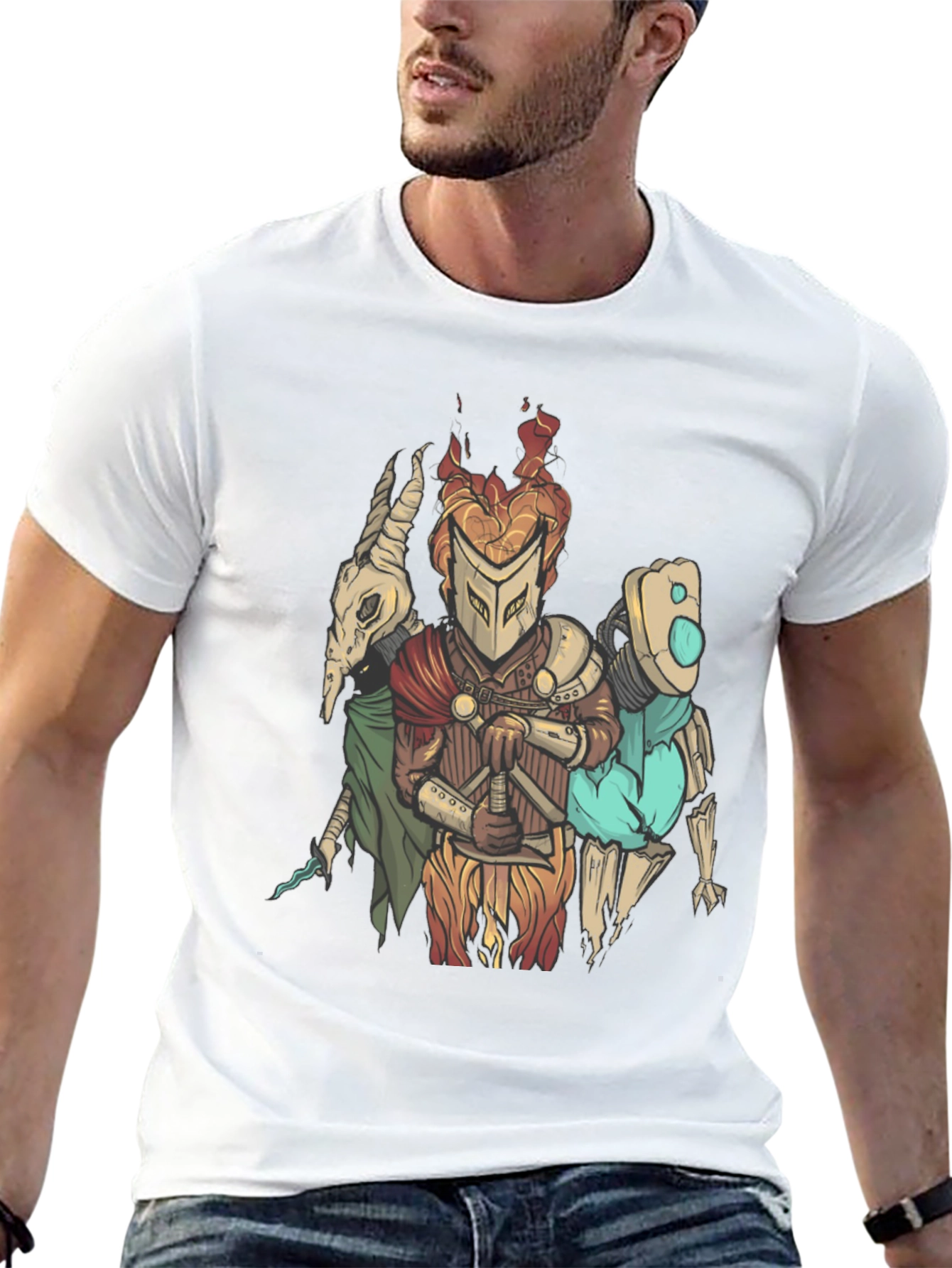 Fantasy Character Graphic Print Black T-Shirt
