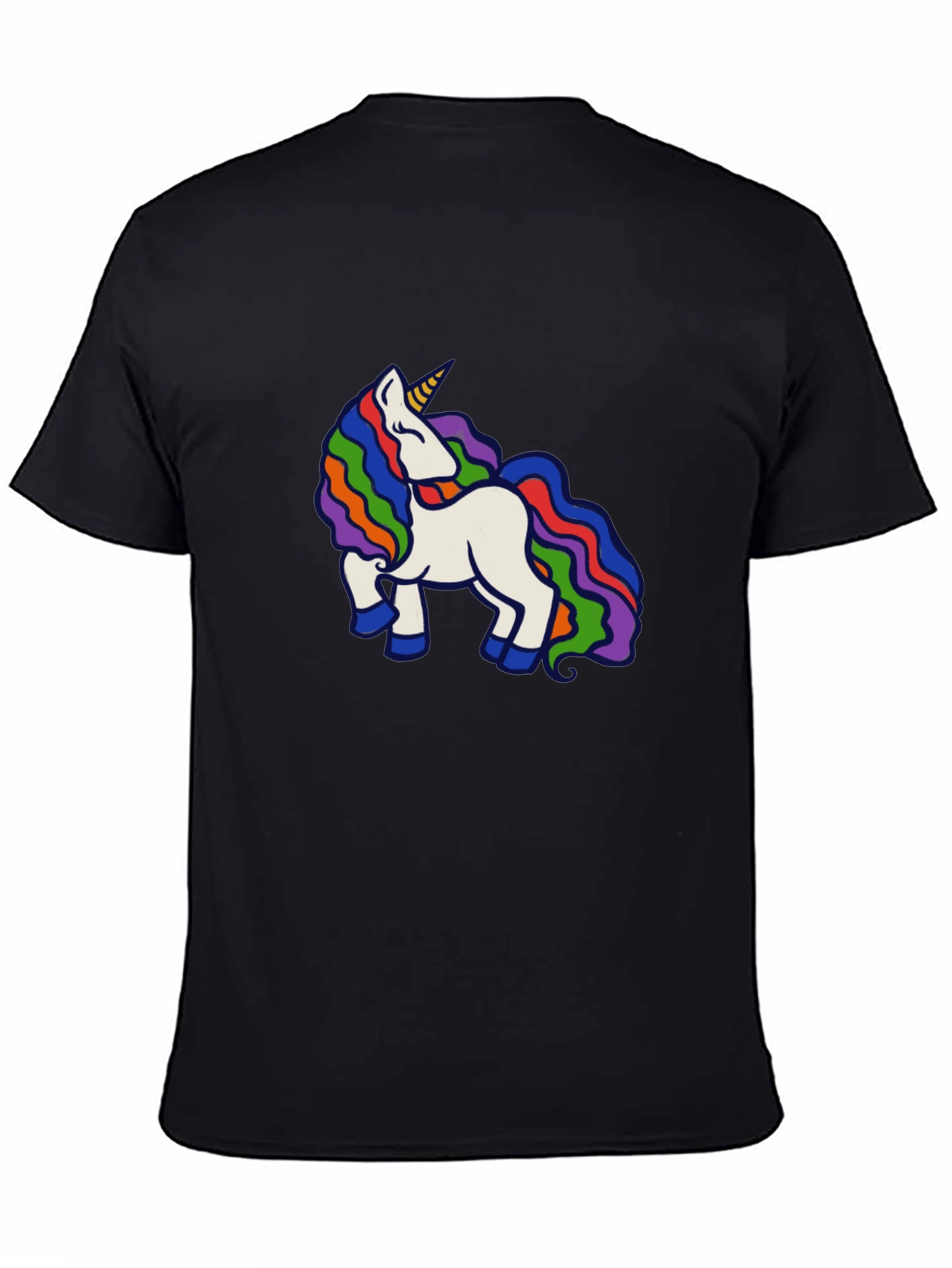 Rainbow Unicorn Black T-Shirt