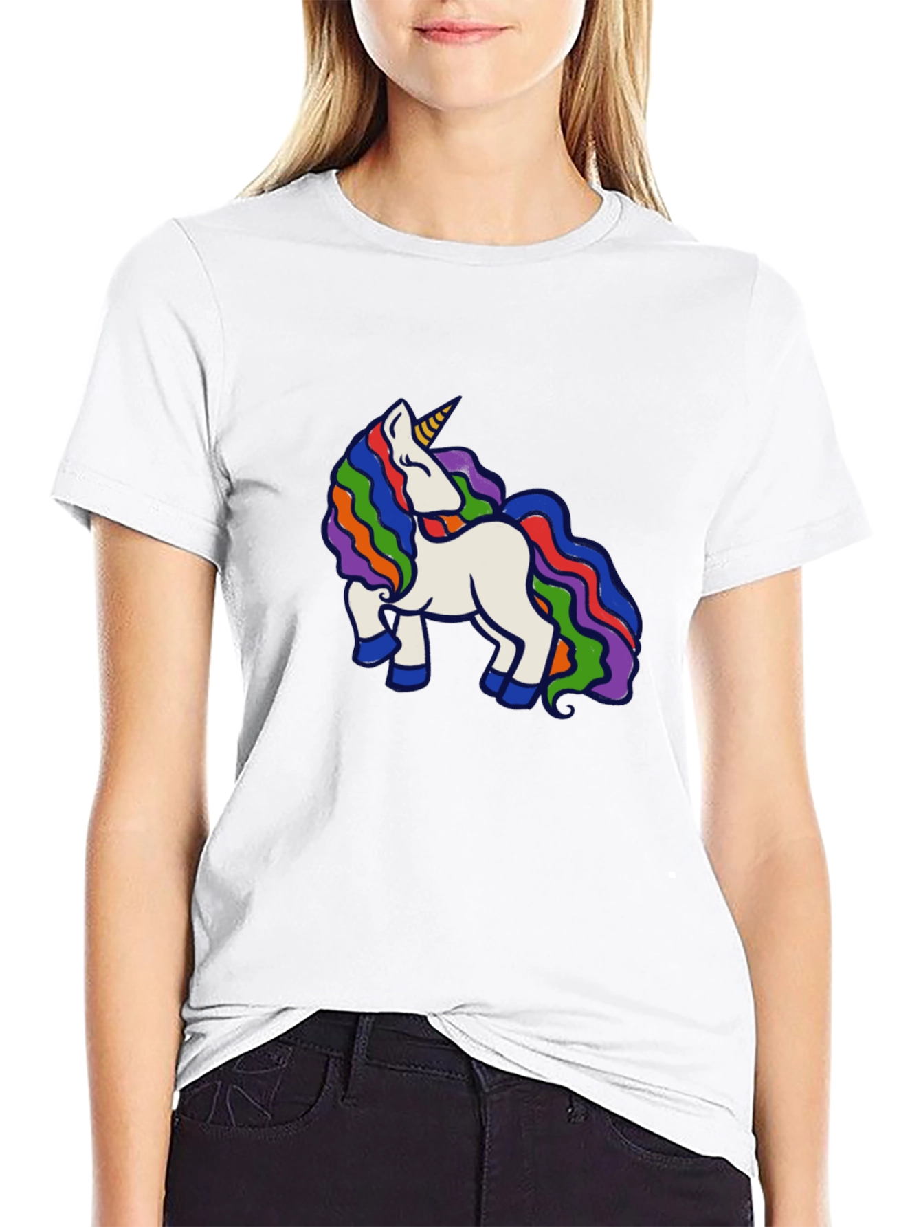 Rainbow Unicorn Black T-Shirt