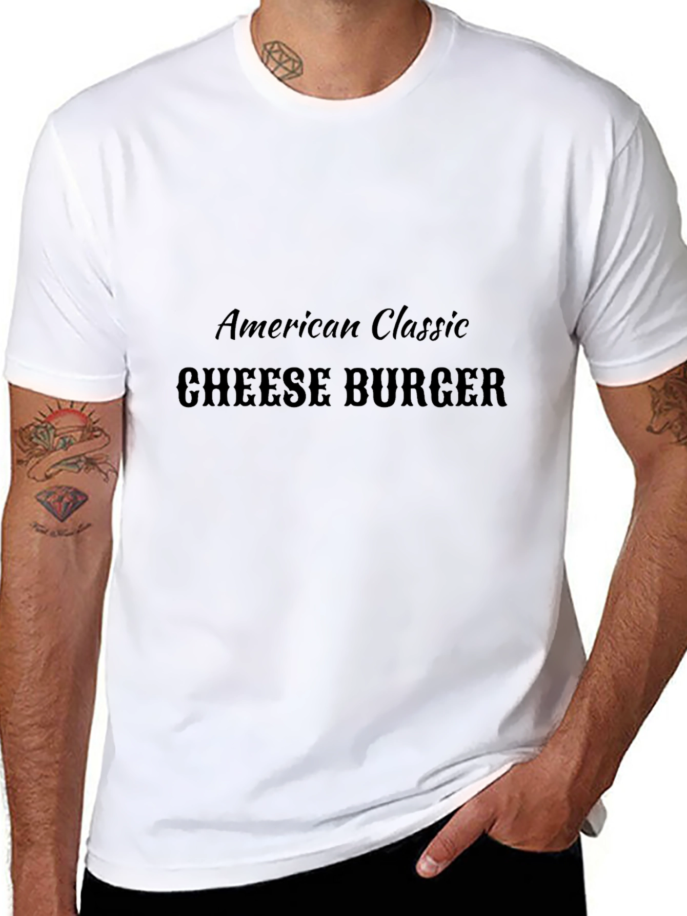 American Classic Cheese Burger Black T-Shirt