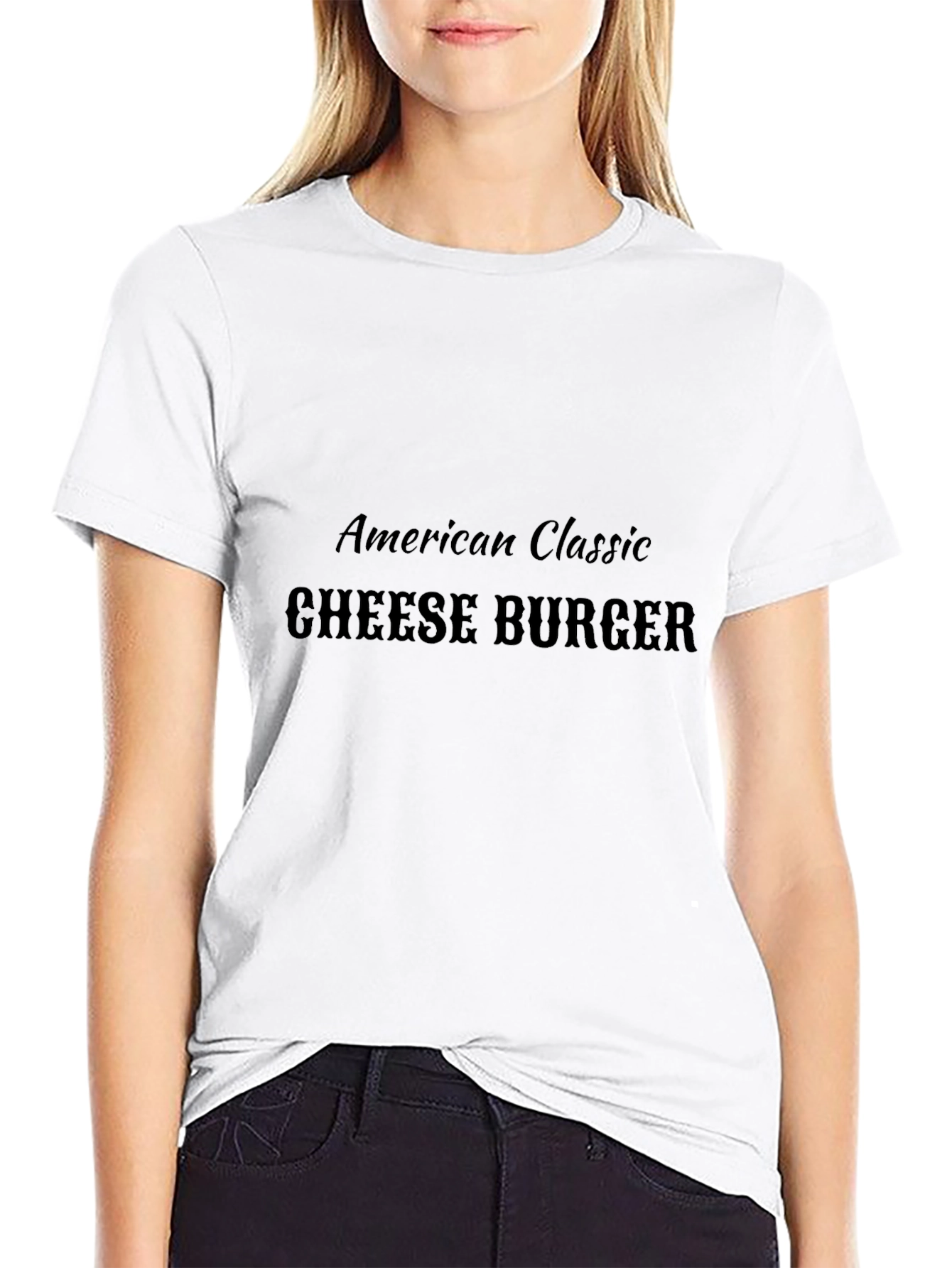 American Classic Cheese Burger Black T-Shirt