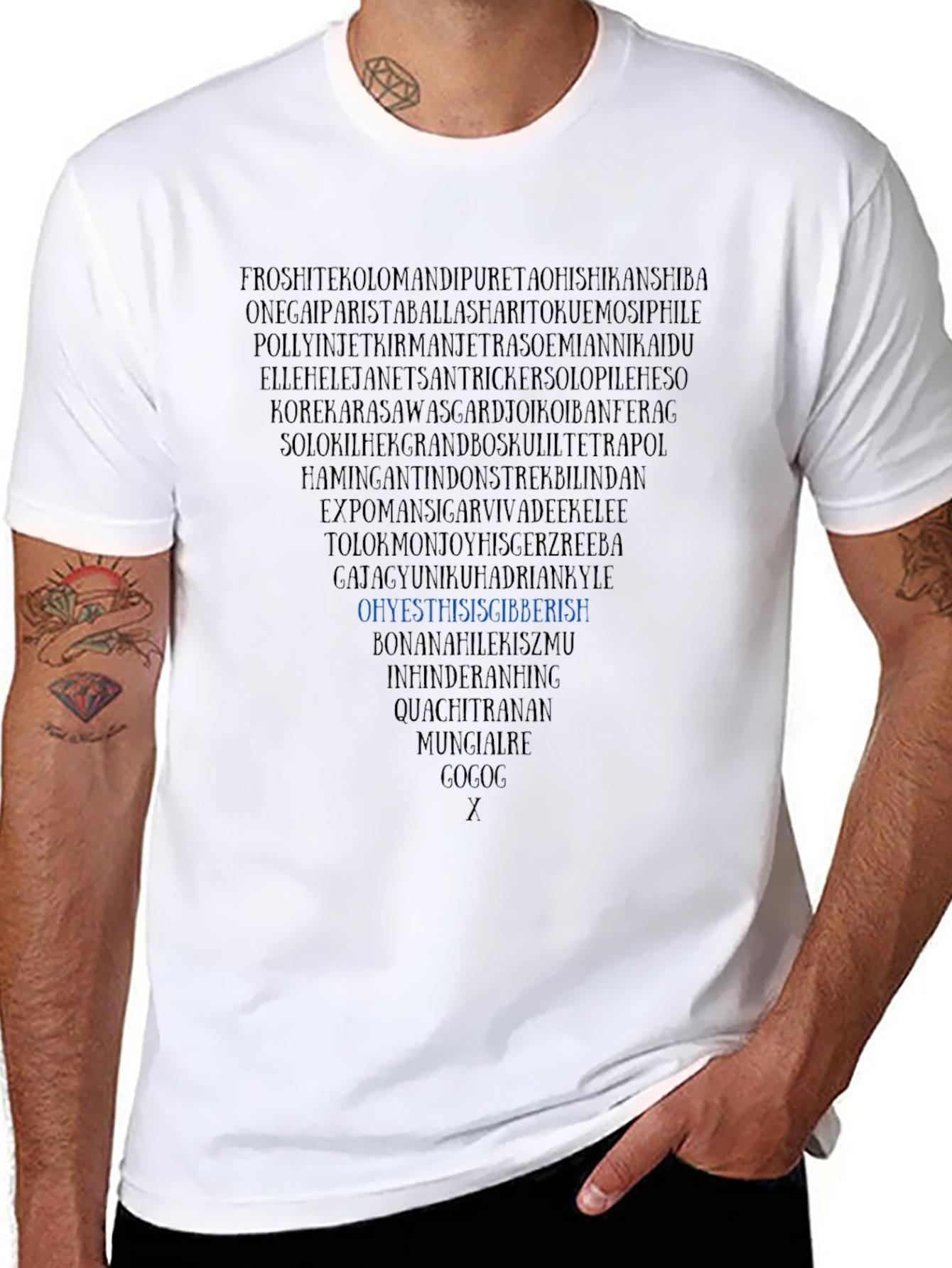 Gibberish Text Graphic T-Shirt