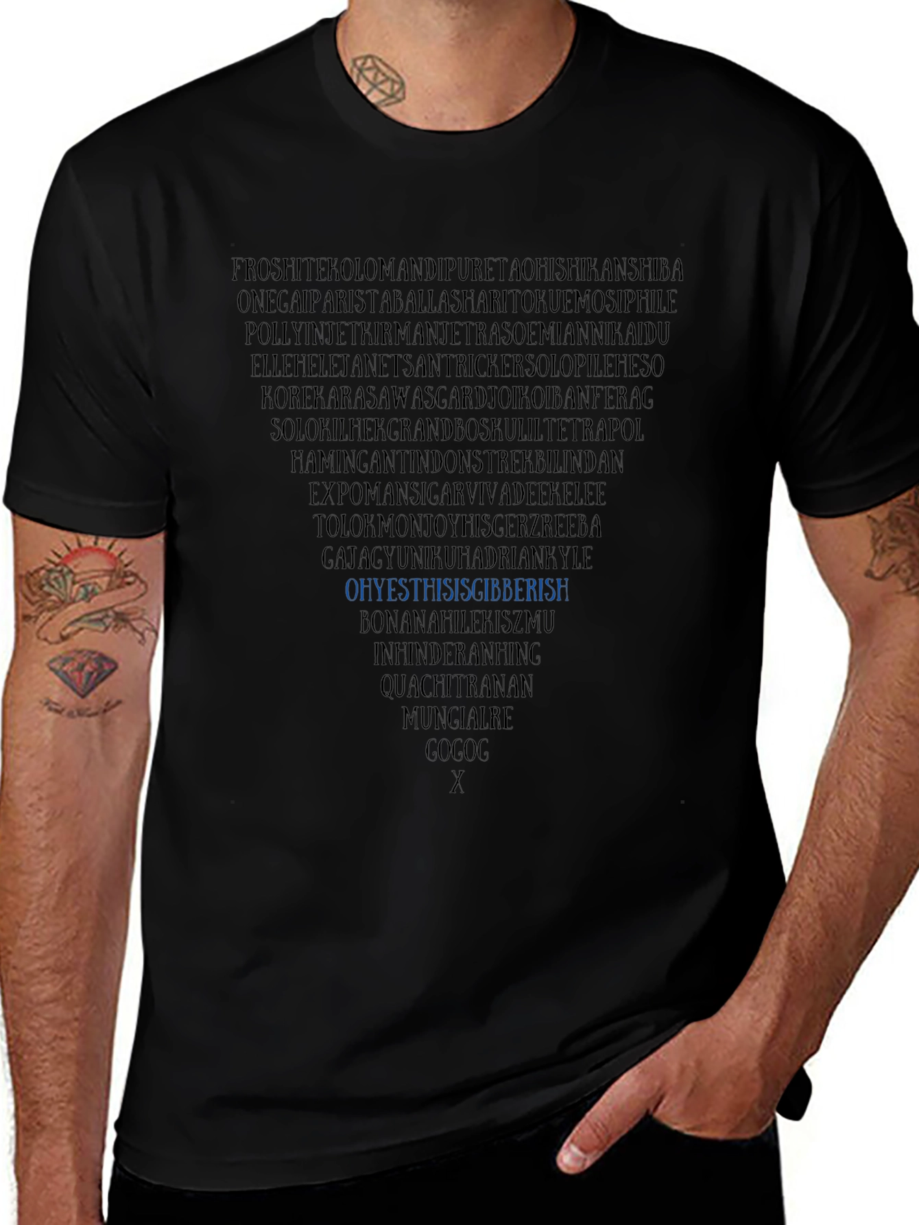 Gibberish Text Graphic T-Shirt