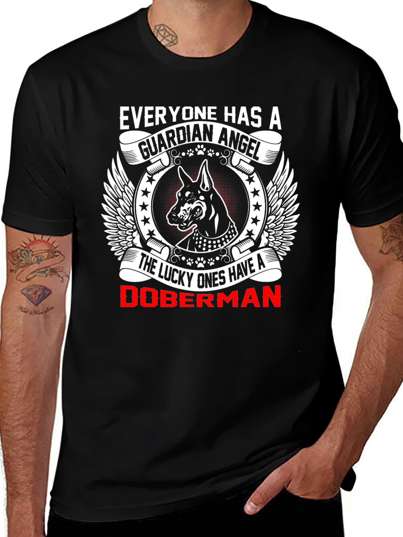 Doberman Guardian Angel Graphic T-Shirt