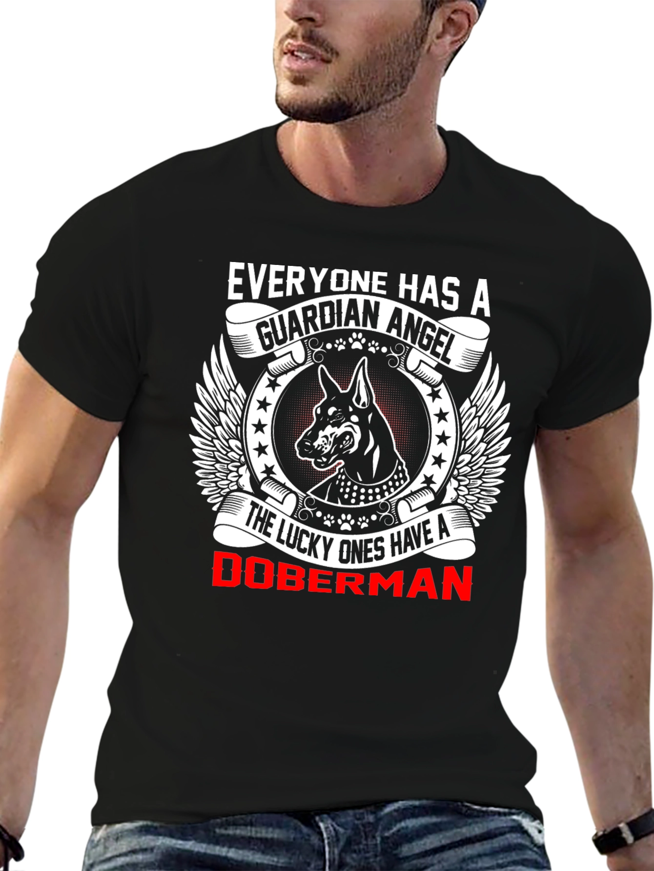 Doberman Guardian Angel Graphic T-Shirt