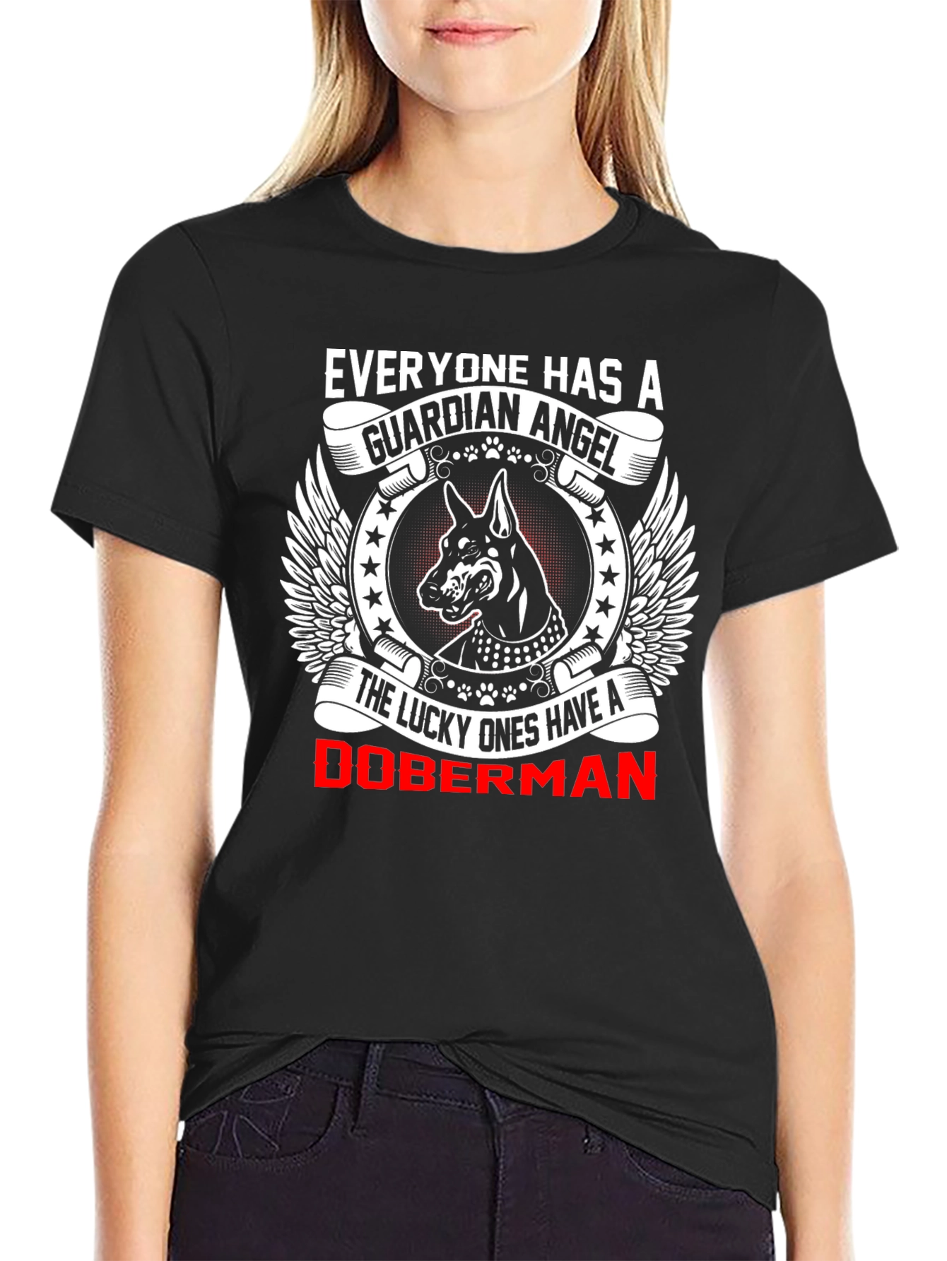 Doberman Guardian Angel Graphic T-Shirt
