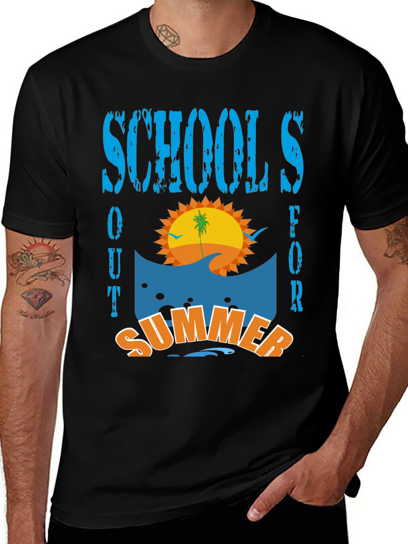 Schools Out For Summer T-Shirt - Beach Design
