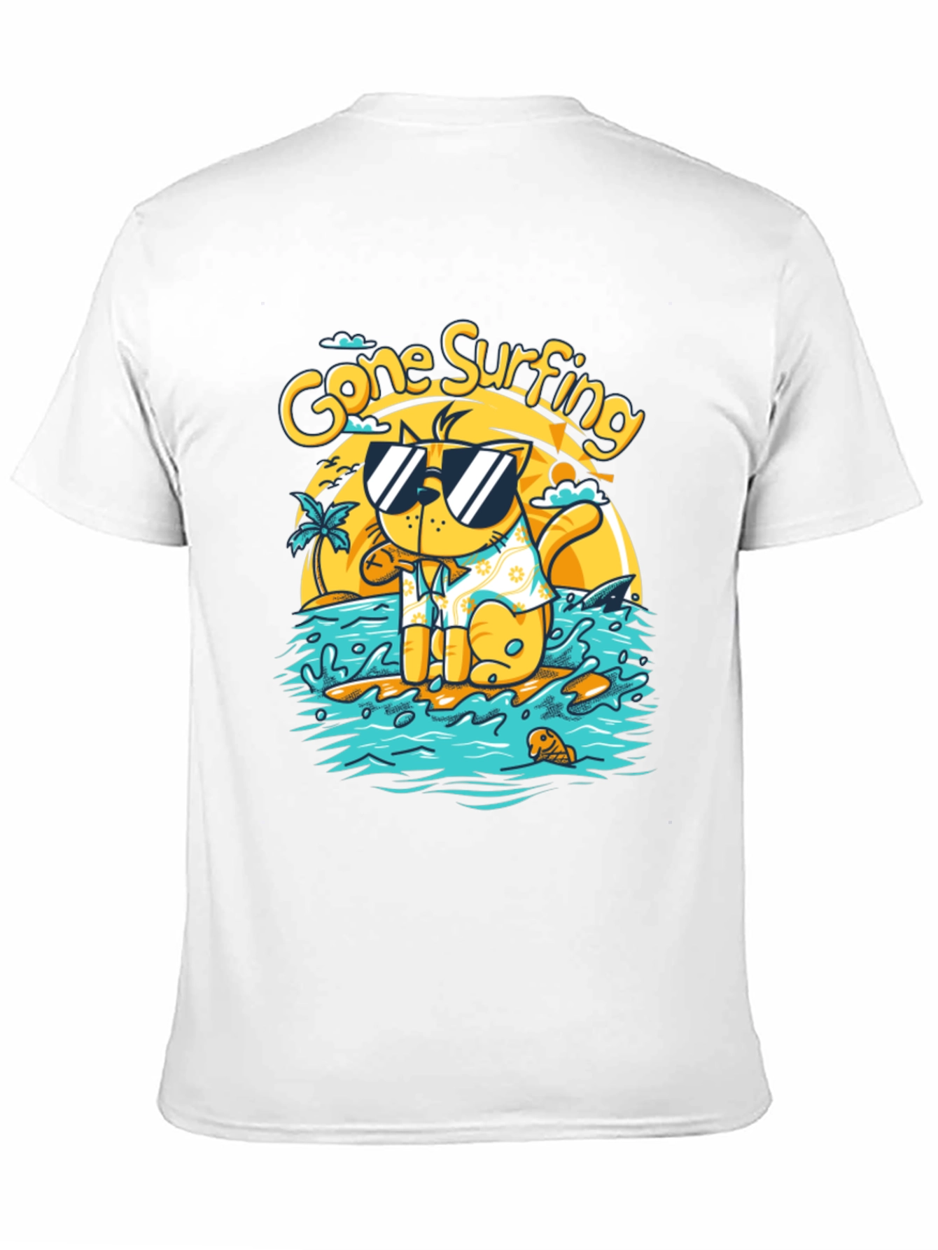 Gone Surfing Cat Graphic T-Shirt