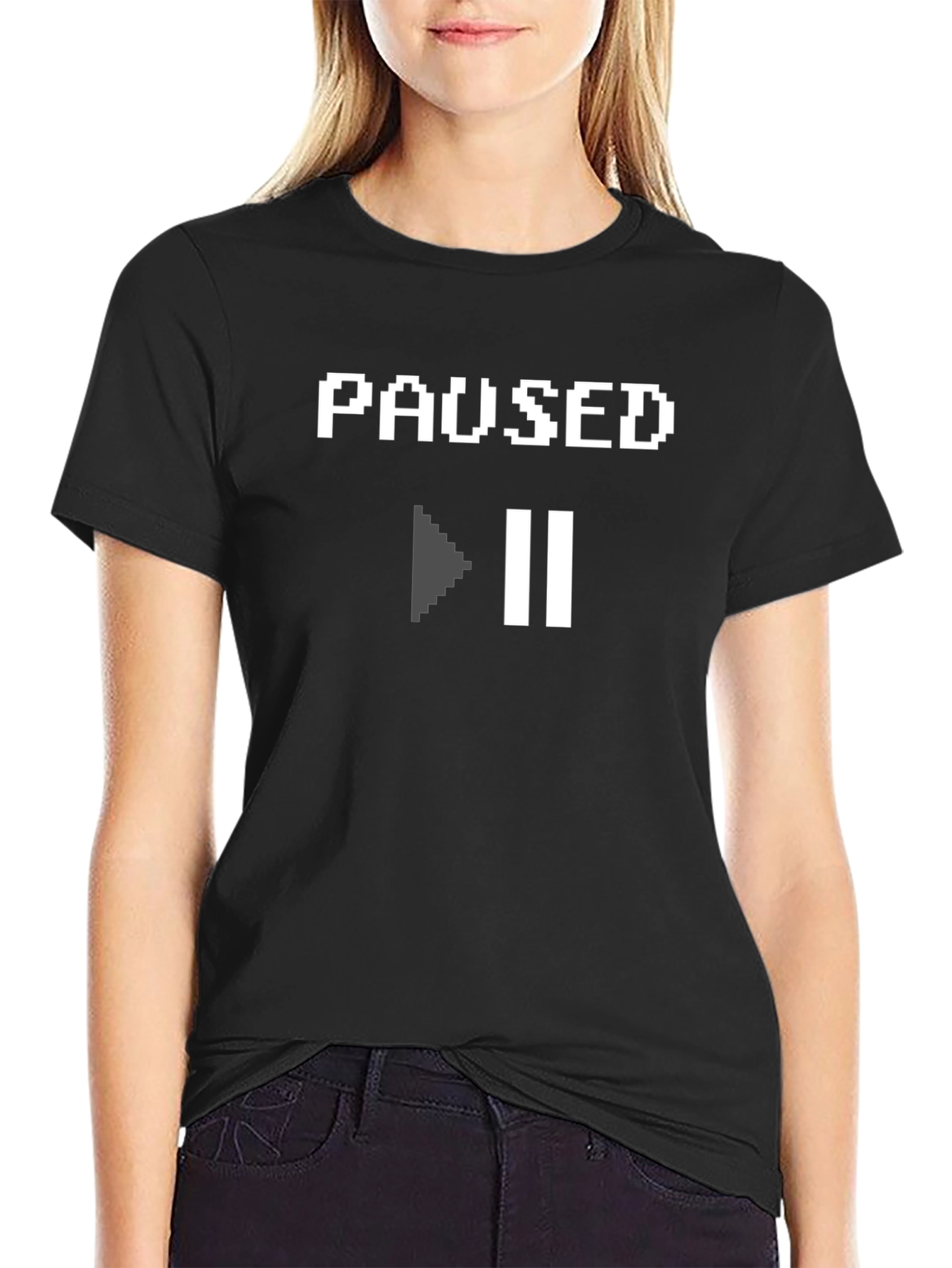 PAUSED Funny Gamer T-Shirt - Black Cotton Tee