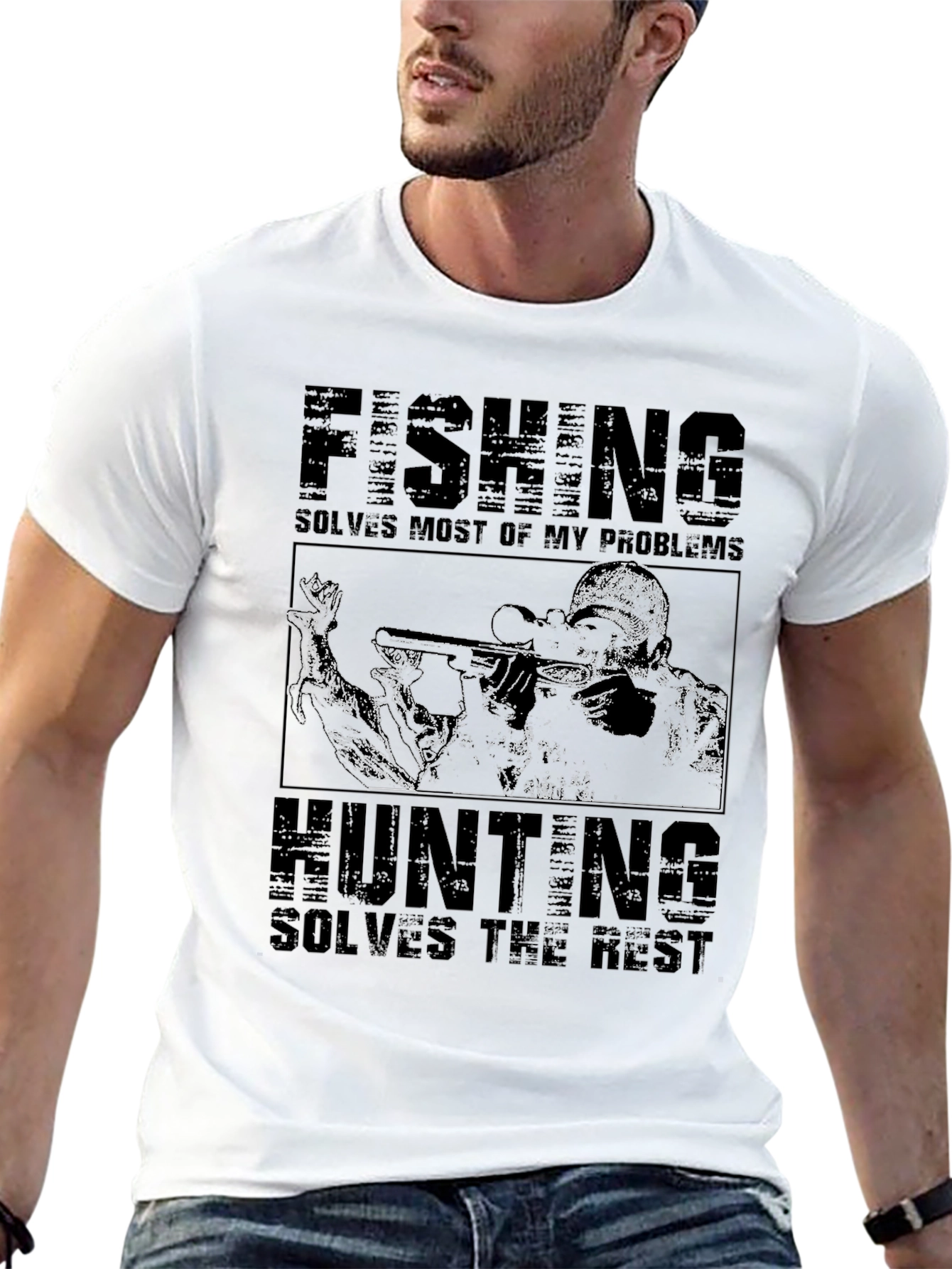 Fishing and Hunting Graphic Print Tee