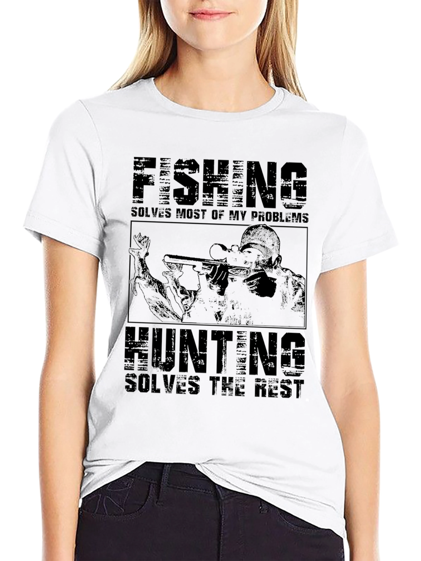 Fishing and Hunting Graphic Print Tee