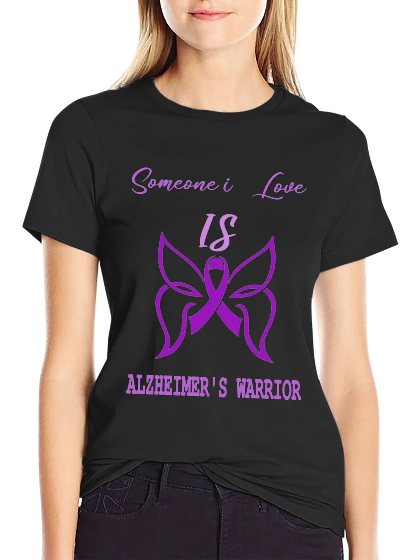 Alzheimers Warrior T-Shirt - Purple Ribbon Design