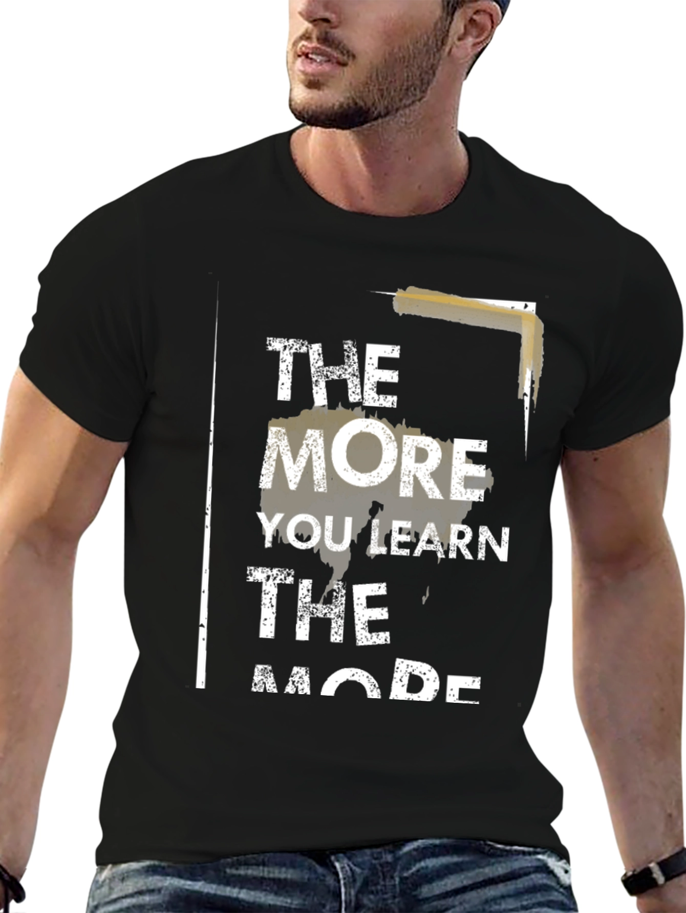The More You Learn Mens Black Graphic Tee