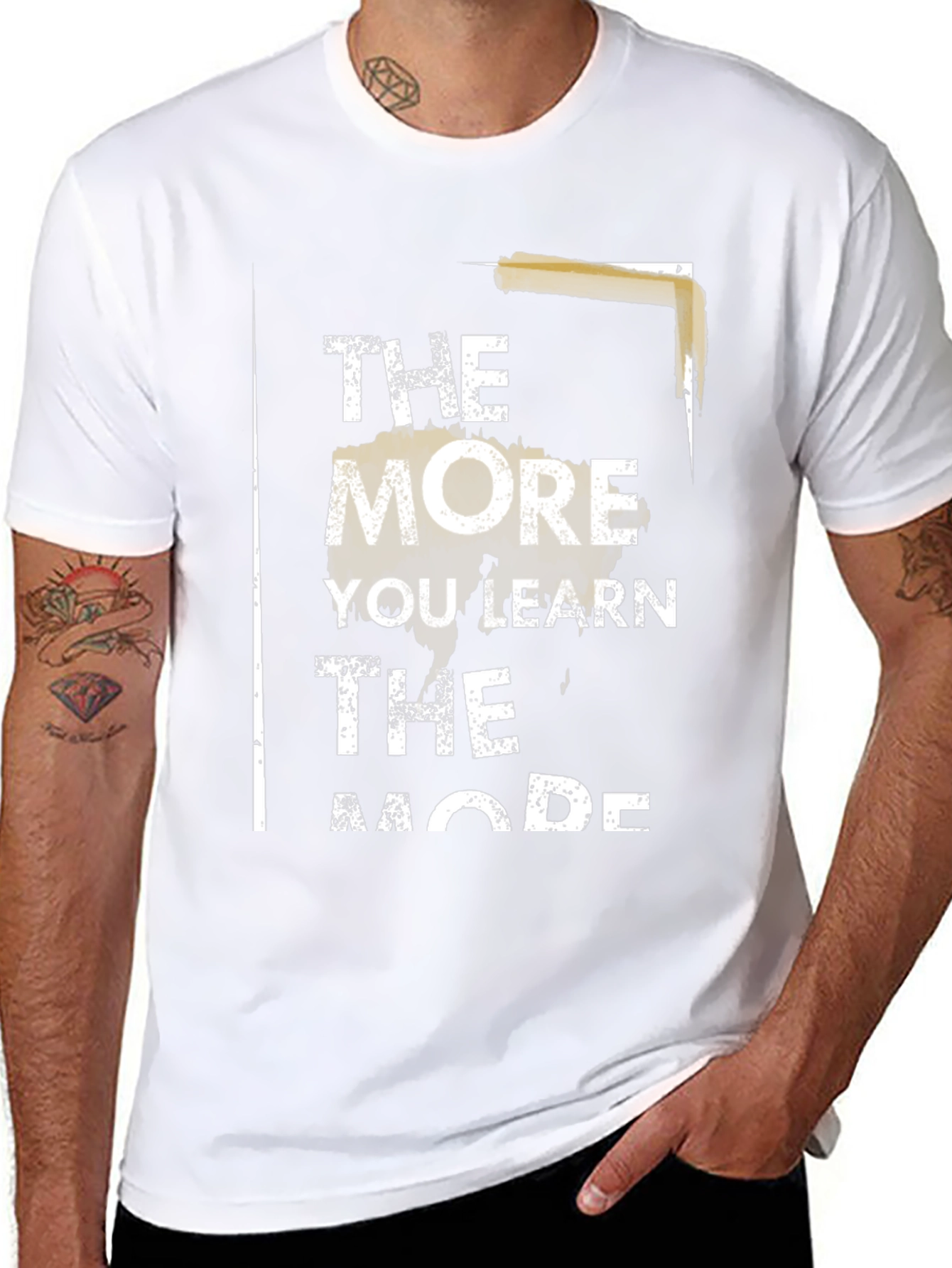 The More You Learn Mens Black Graphic Tee