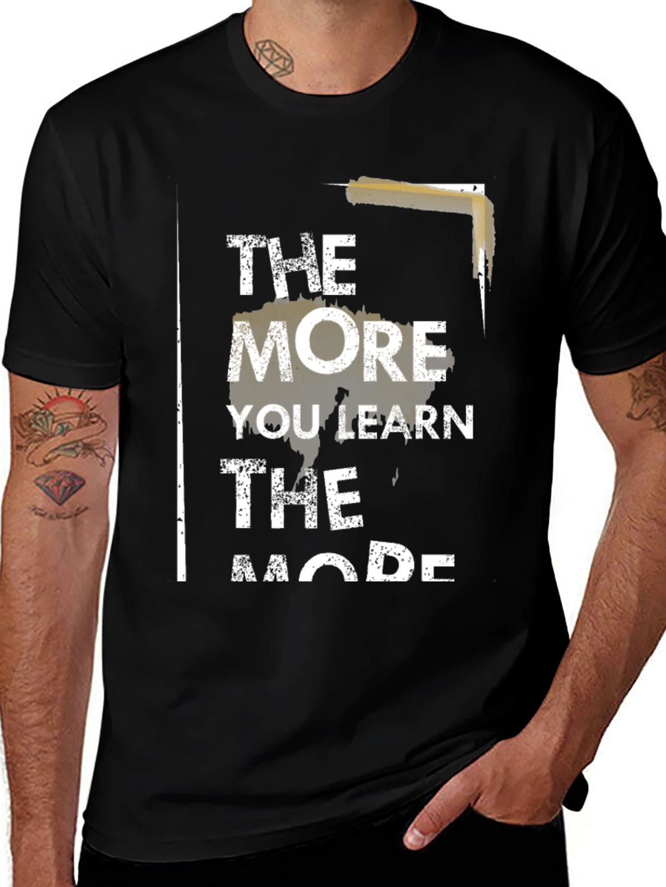 The More You Learn Mens Black Graphic Tee