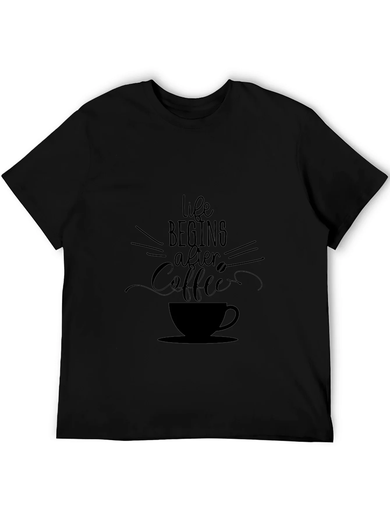Life Begins After Coffee Black Graphic Tee