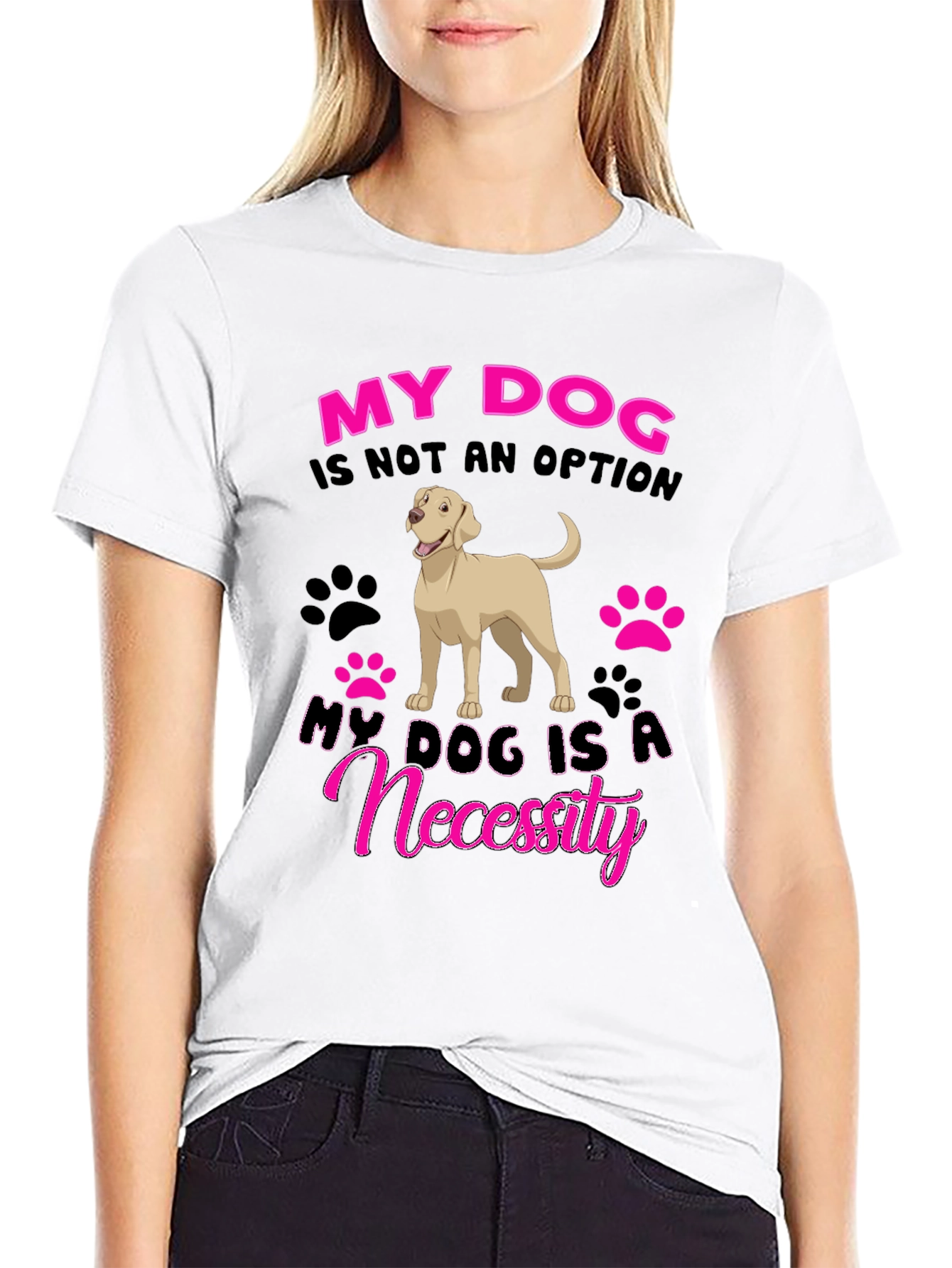 My Dog is a Necessity Black Graphic T-Shirt