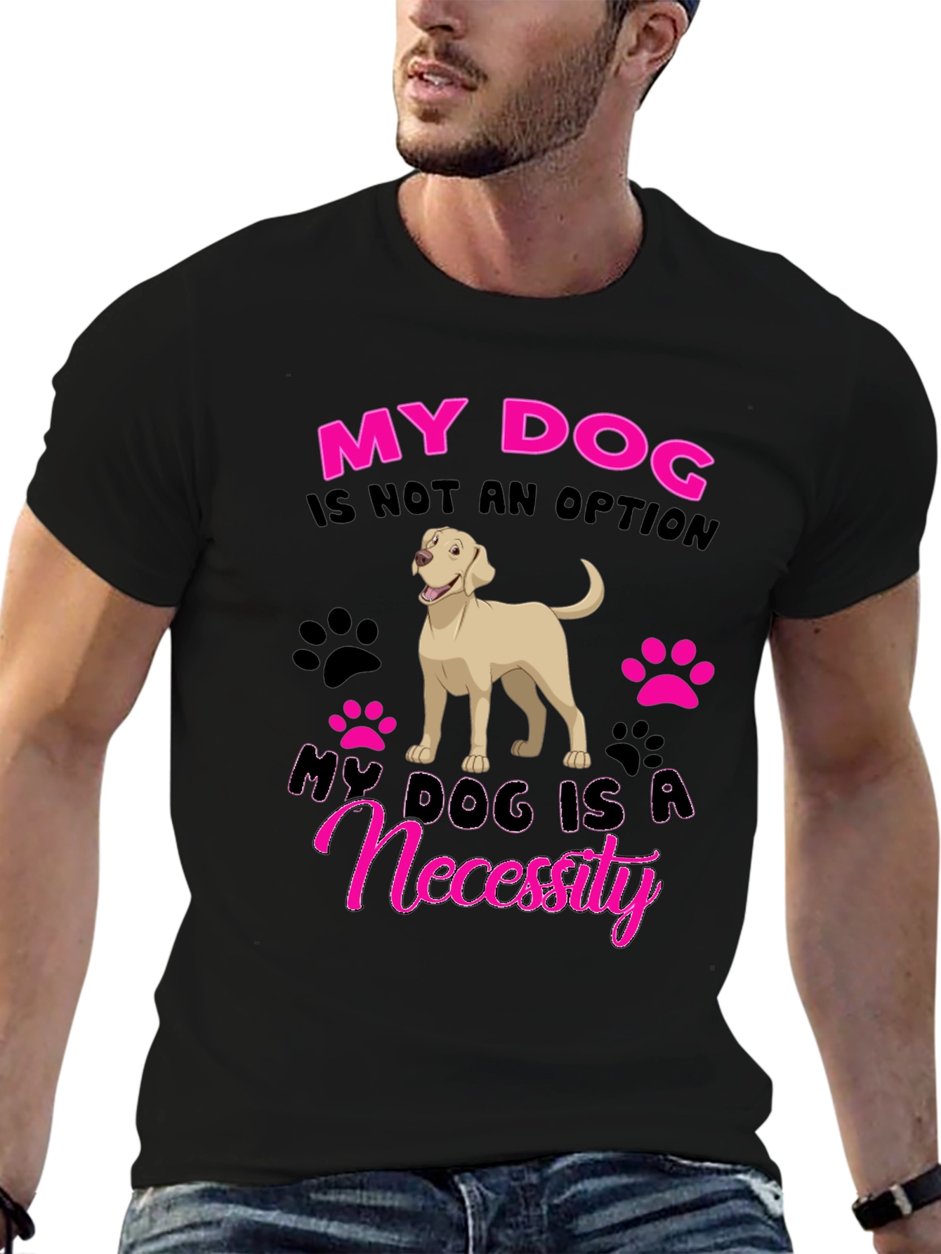 My Dog is a Necessity Black Graphic T-Shirt