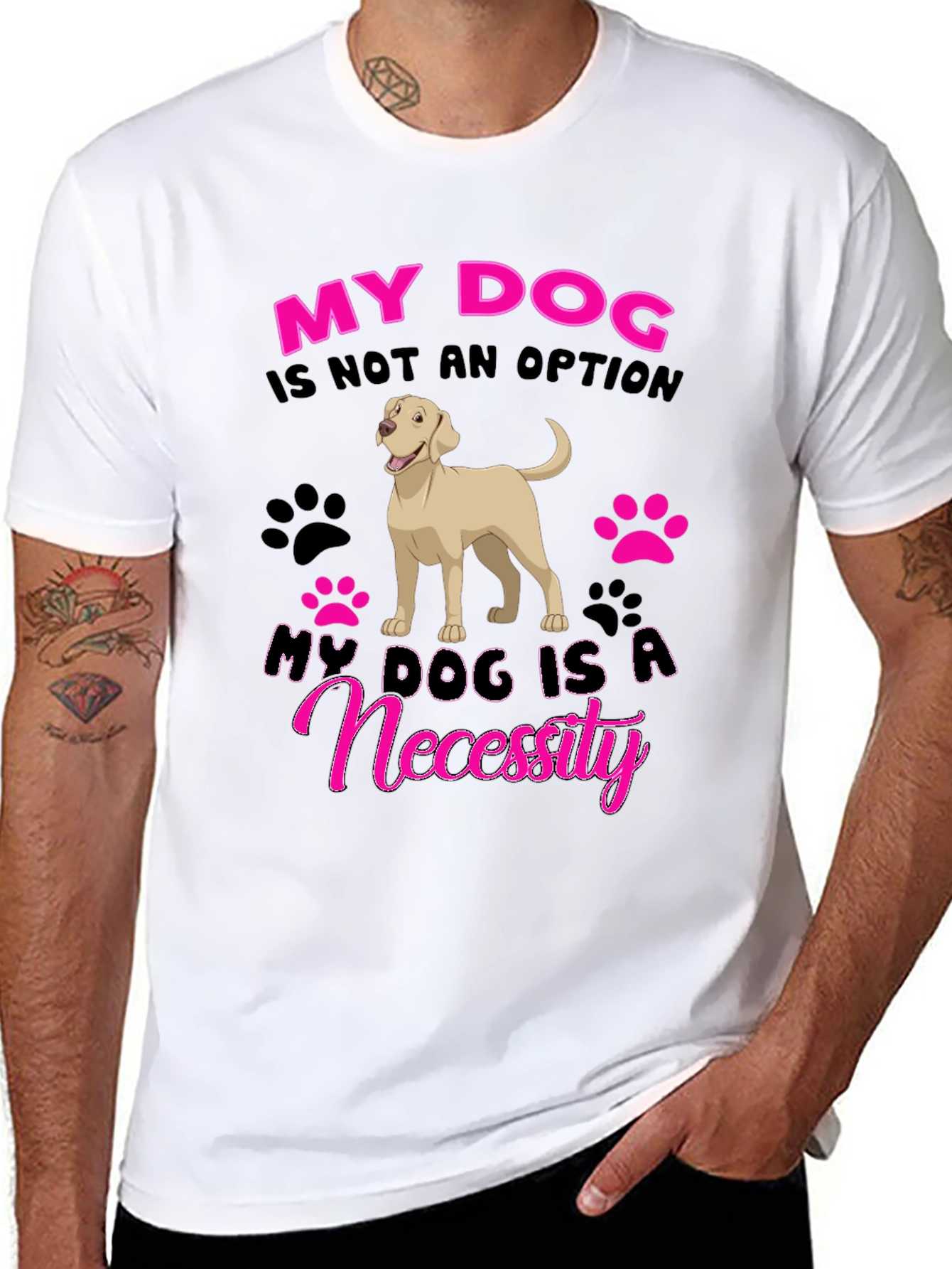 My Dog is a Necessity Black Graphic T-Shirt