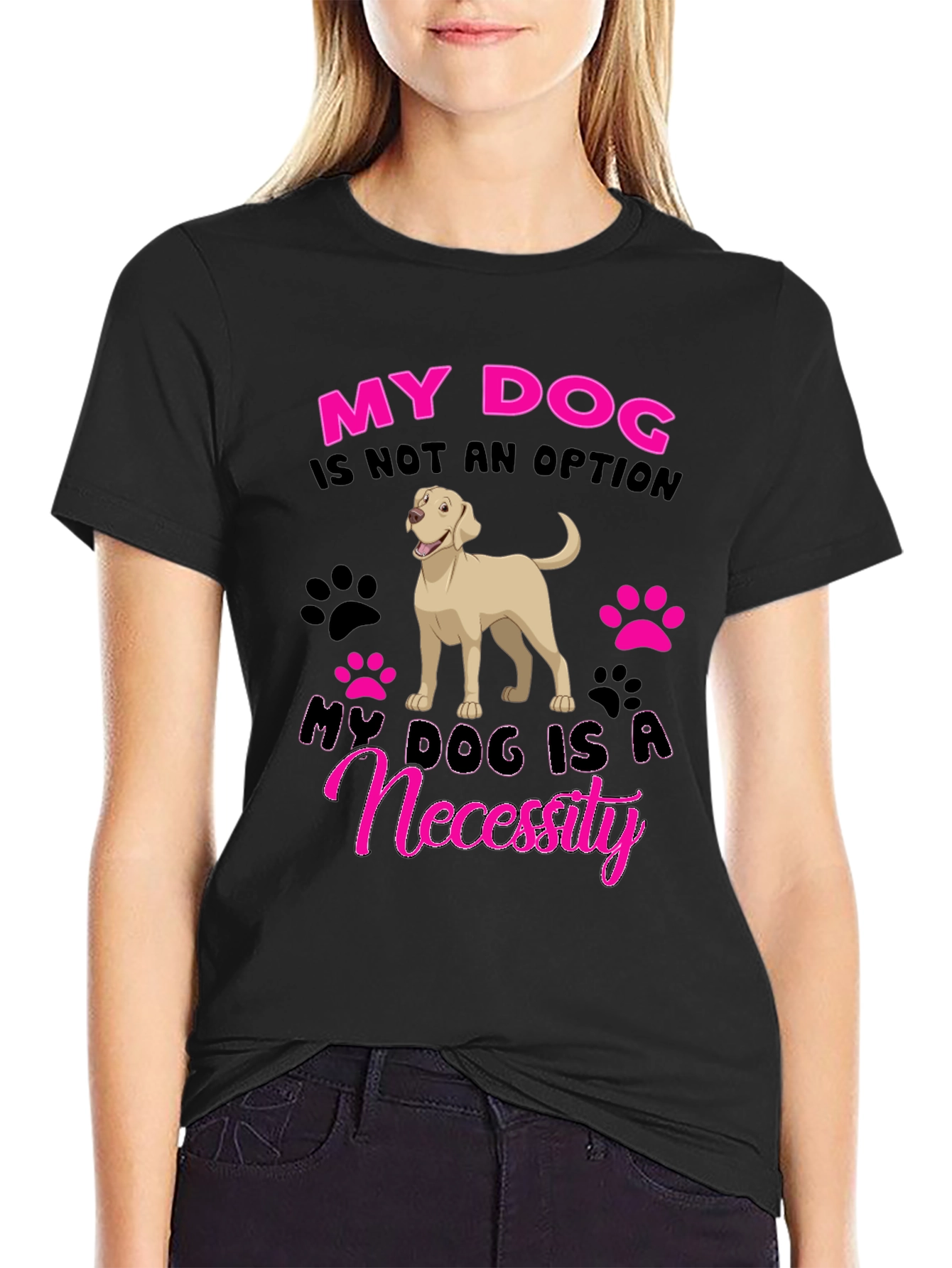 My Dog is a Necessity Black Graphic T-Shirt