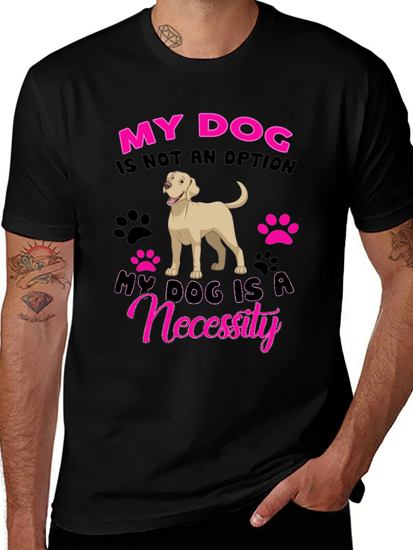 My Dog is a Necessity Black Graphic T-Shirt